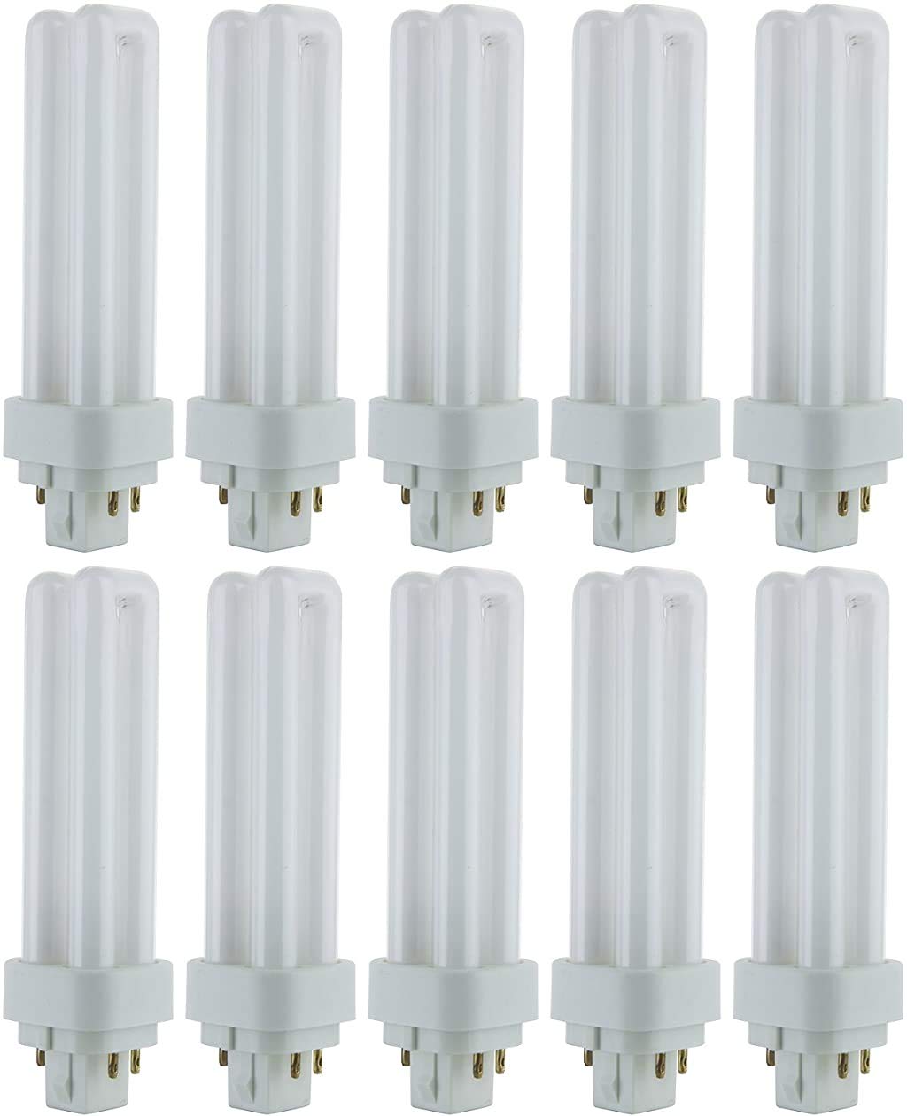 Sunlite PLD13/E/SP35K/10PK 3500K Neutral White Fluorescent 13W PLD Double U-Shaped Twin Tube CFL Bulbs with 4-Pin G24Q-1 Base (1