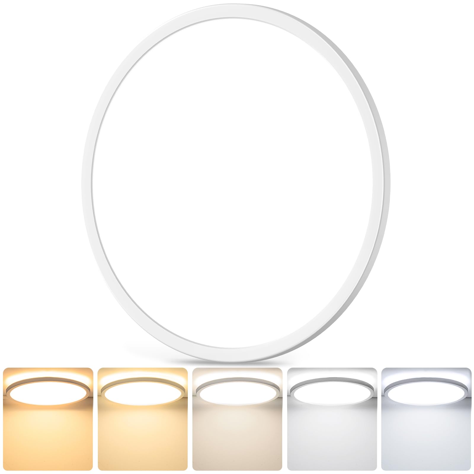 16.5Inch Led Flush Mount Ceiling Light Fixture, 32W Led Ceiling Light 5 Color Temperature In One (2700K-6500K), 4200 Lm Super Th