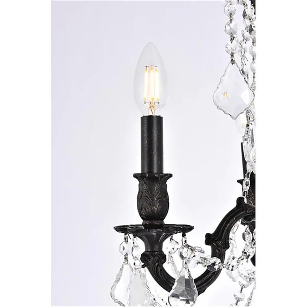 Elegant Lighting Royal Cut Crystal Chandelier, 17in x 21in, Dark Bronze/Gold, Model 9204D17DB-GT/RC, Brass Material