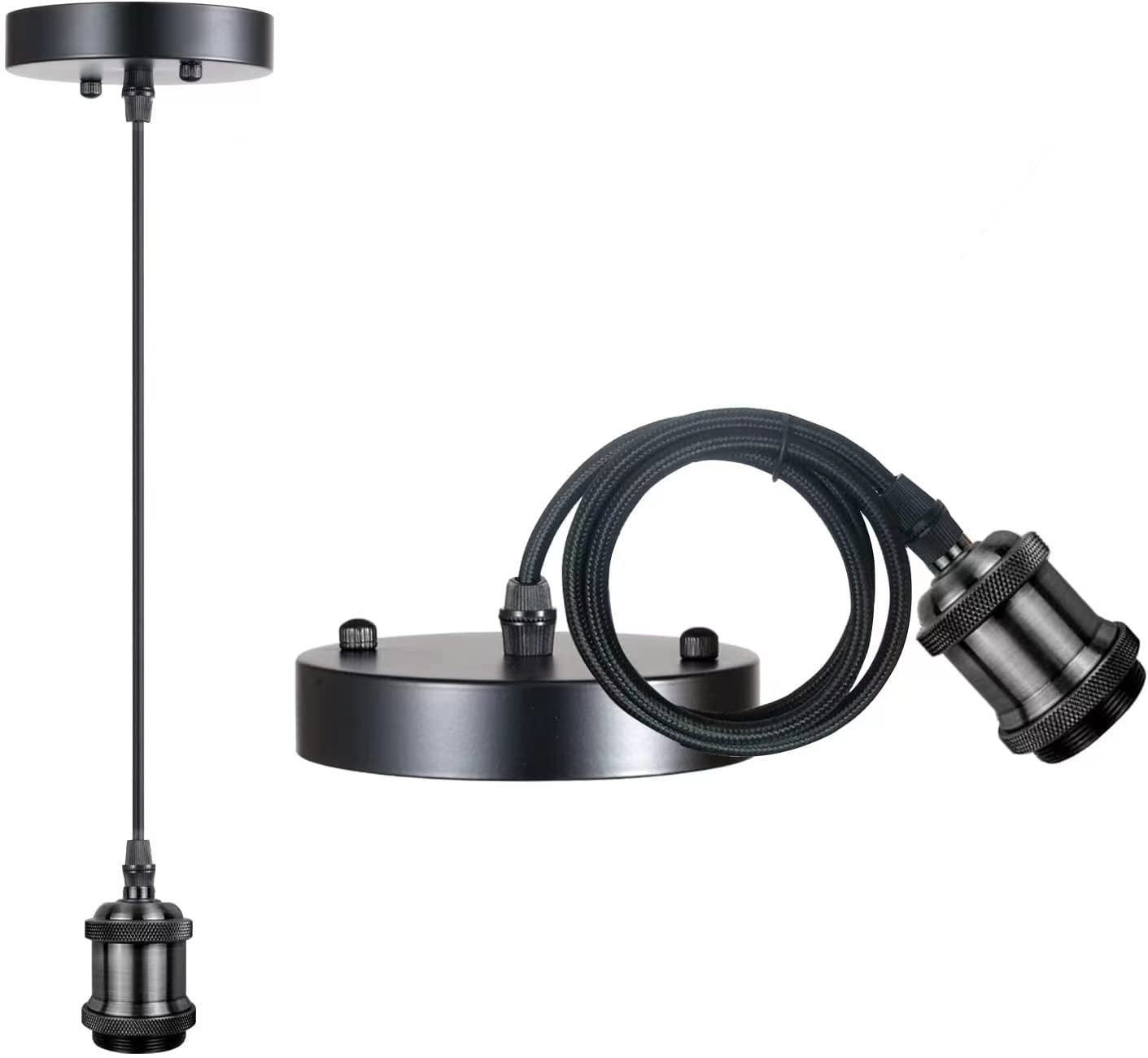 ASCMZOS Vintage Mini Pendant Light Cord Kit, Industrial Edison Retro Pendant Light UL Lamp Holder Fixture E26 E27 Lamp Socket, 3