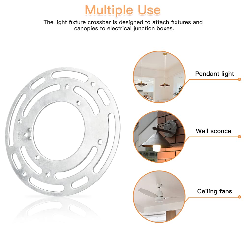 Upgraded Version - 2 Sets 4'' Diameter Light Fixture Mounting Bracket, Helunsi Universal Crossbar For Lighting, Ceiling Fan Ligh