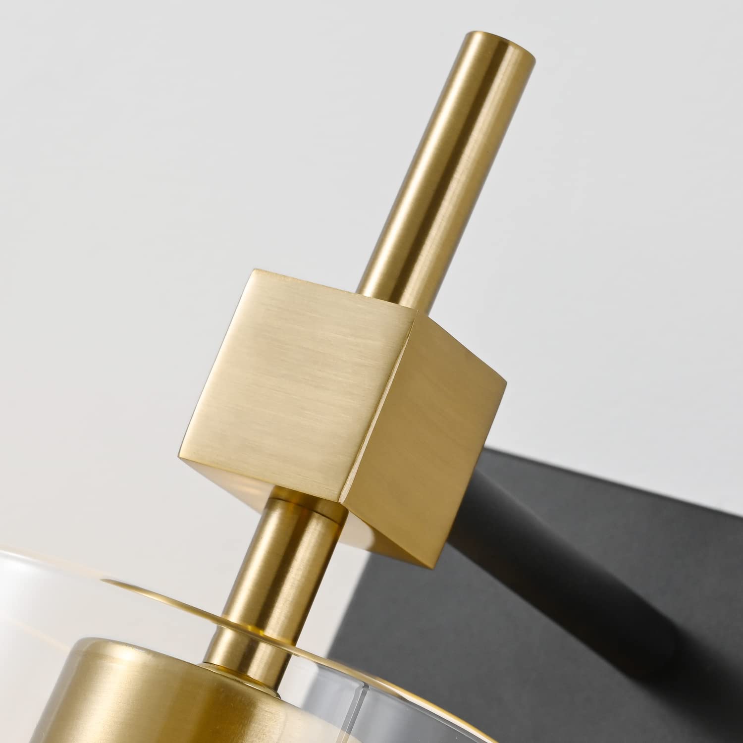 Solfart 1 Light Vintage Vanity Light Bathroom Light Fixture Over Mirror For Bath Glass Shade Wall Light Black And Brass Lighting