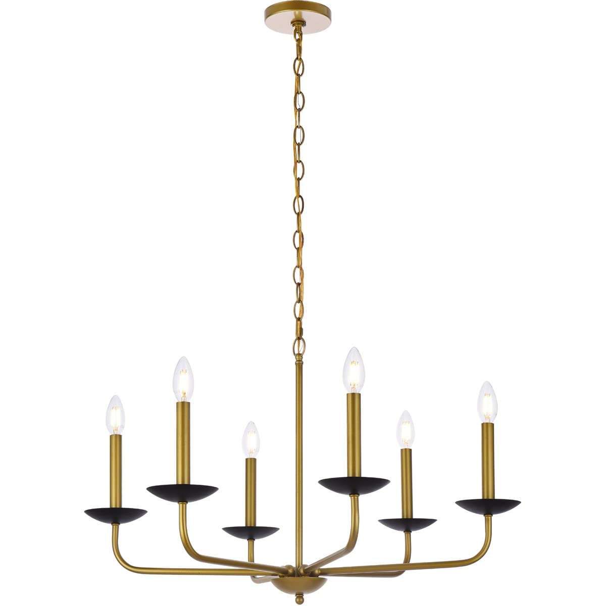 Living District Indoor Modern Home Decorative Bright Ceiling Cohen 30 inch Pendant in Black and Brass