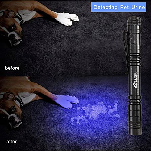 LELUOHQ UV Penlight Flashlight 2 Pack, Mini LED Tactical Torch, High Lumens, Aluminum, Purple Light