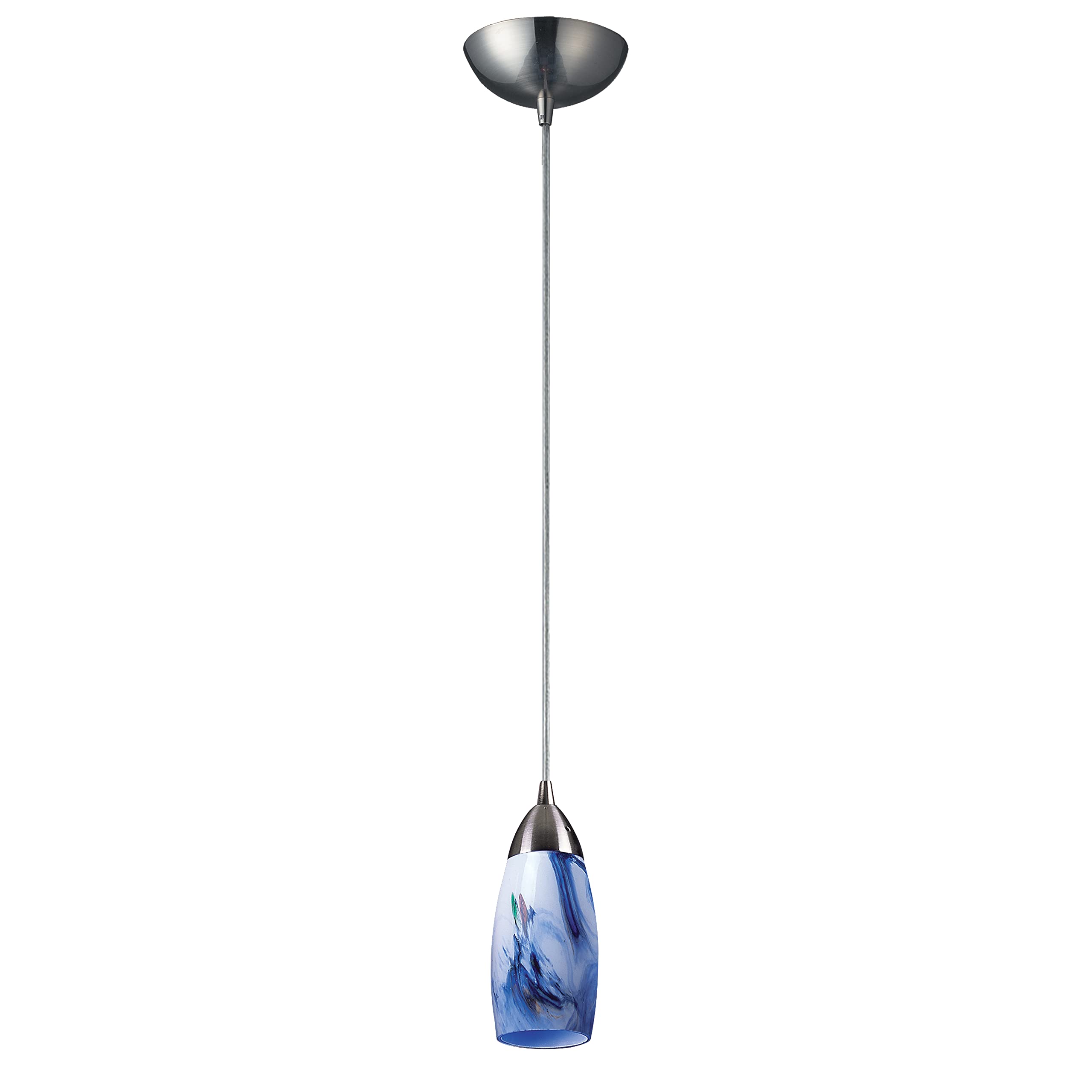 Elk Home Milan Mini Pendant - 1-Light in Satin Nickel Finish, with Mountain Glass, Transitional Style