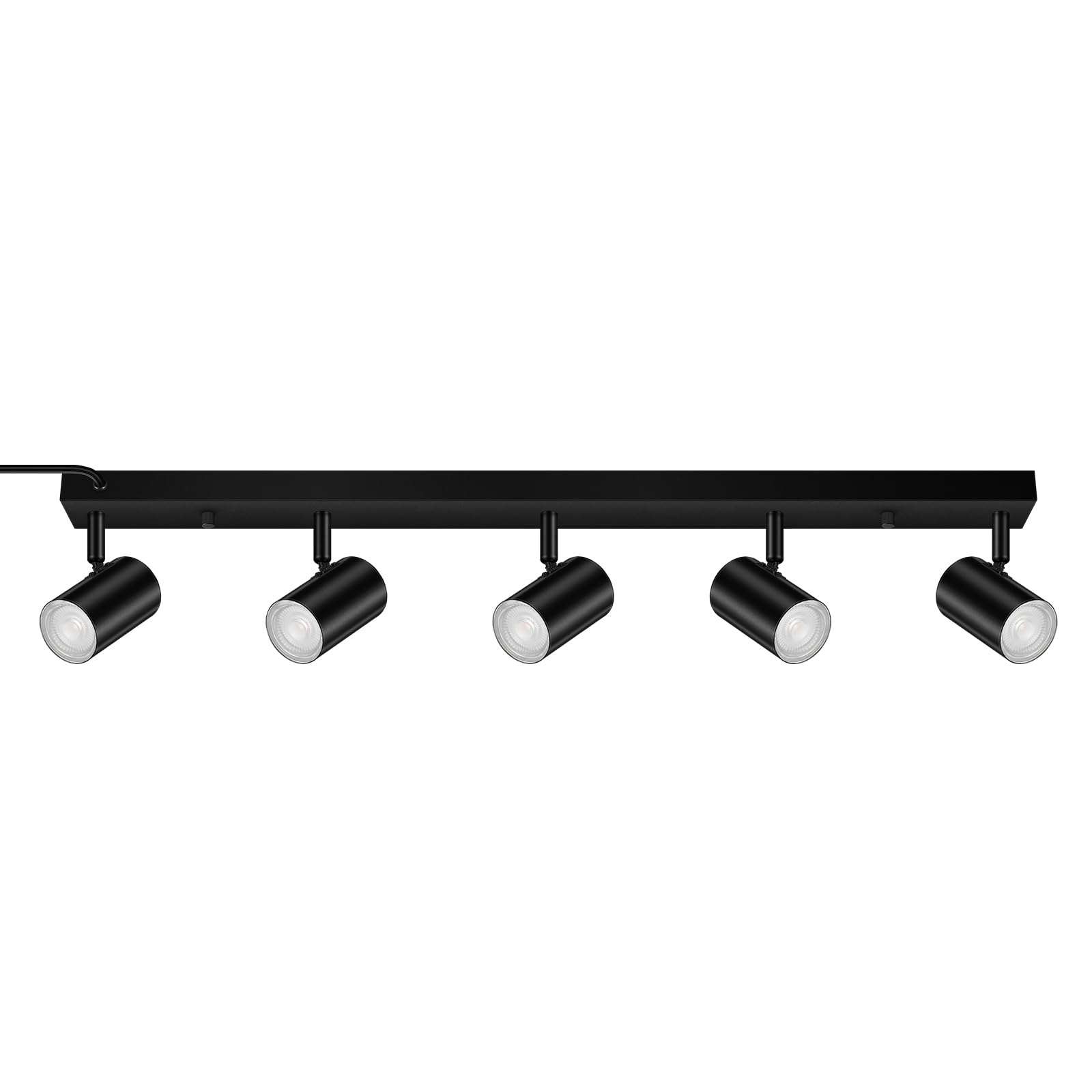 BoostArea Plug in Track Lighting, LED Track Light Kit, Black 5-Light Track Lights for Kitchen, 15 FT Cord,5 Way Ceiling Spotligh