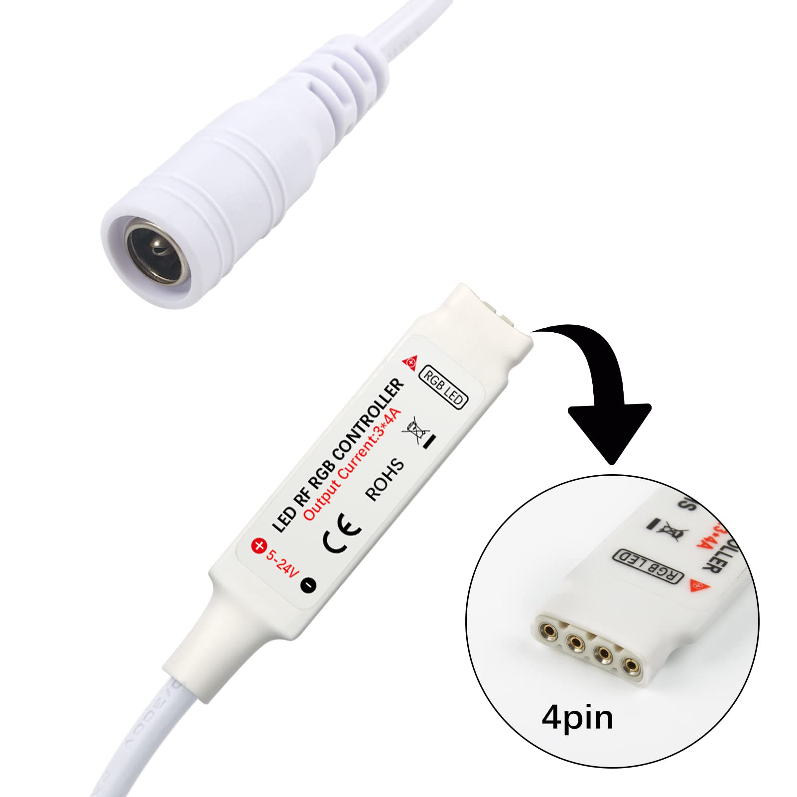 VIPMOON 17-Key RF Wireless Remote LED Controller, DC 5V-24V, 12A Mini RGB Controller, Model MT-RF11K6A