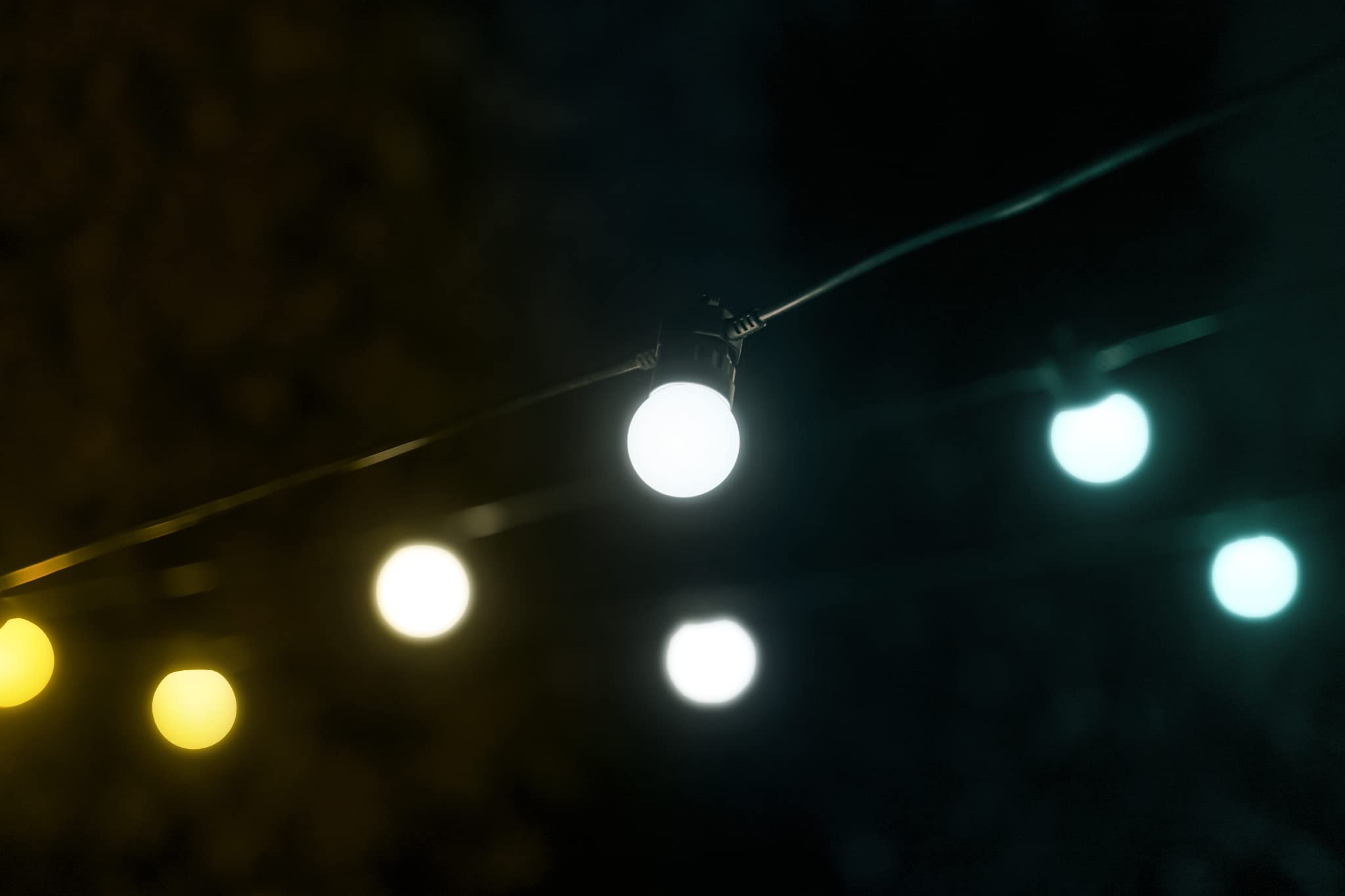 Twinkly Festoon Light Chain with 20 White LEDs, 33ft Outdoor/Indoor, IP44, Alexa/Google Home Compatible, Black Cable