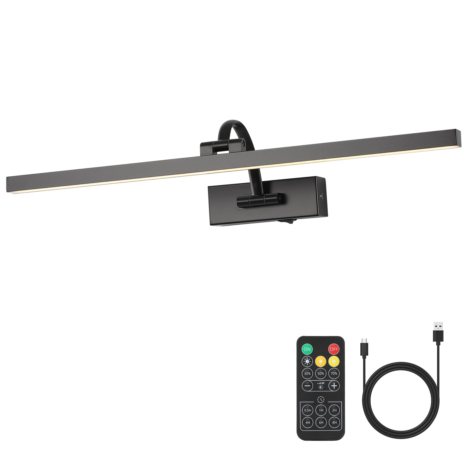 Wireless Picture Lights For Wall Battery Operated  Black Art Lighting For discomfort-reducingtings Rechargeable Gallery Lights With Remote And Timer 3Cct Dimmable discomfort-reducingting Lights For Artwork Portrait 23.62 Inch