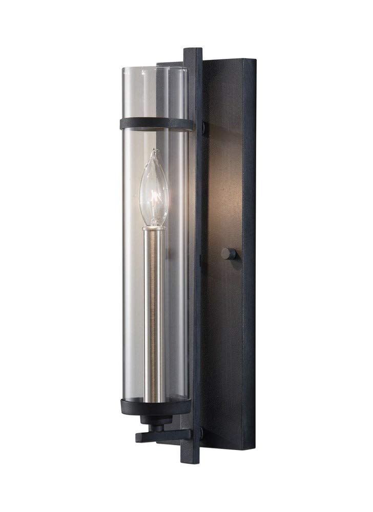Feiss Wb1560Af/Bs Ethan Glass Wall Sconce Candle Lighting, Iron, 1-Light (5''W X 17''H) 60Watts