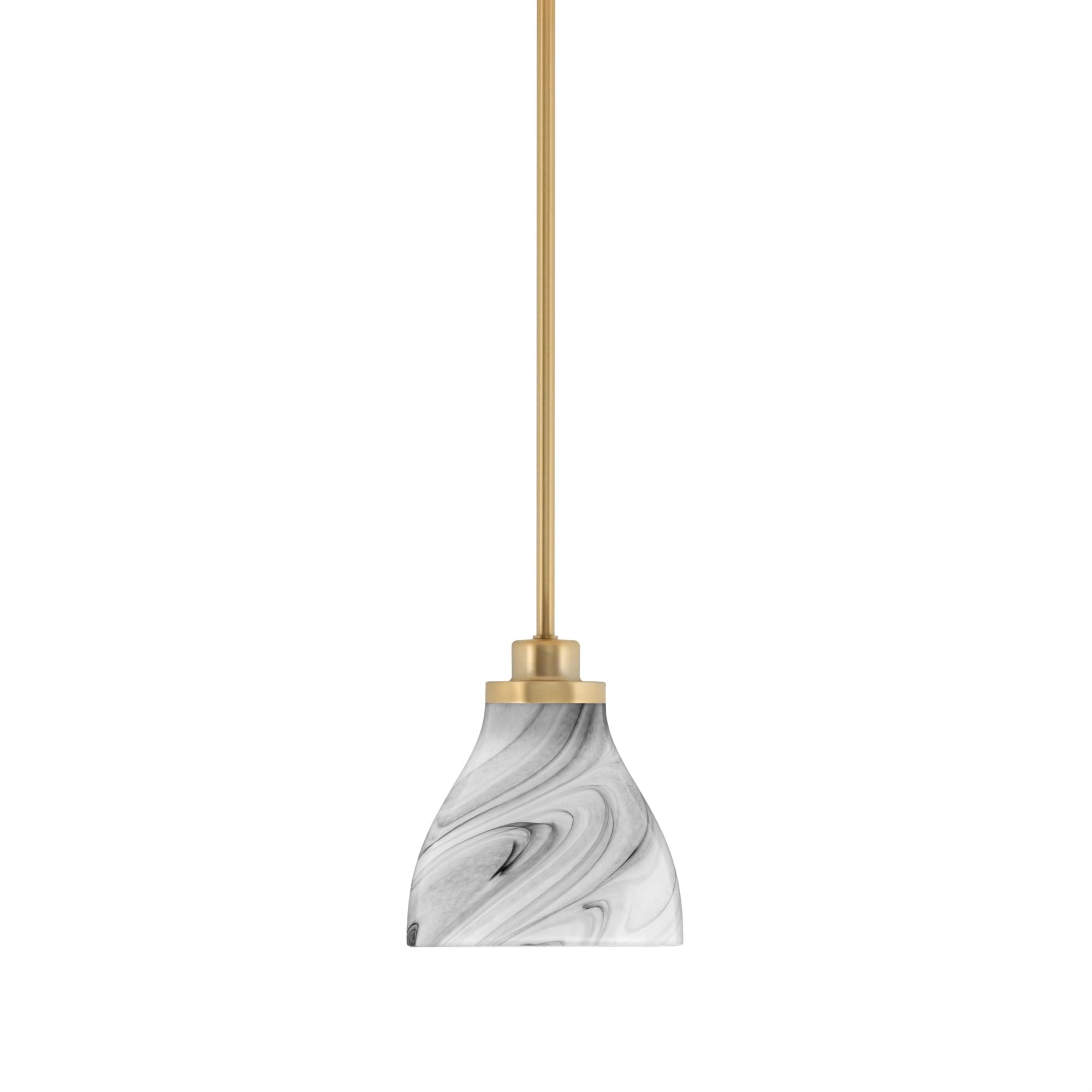 Toltec Lighting Odyssey Mini Pendant - New Age Brass Finish, 6.25in Onyx Swirl Glass