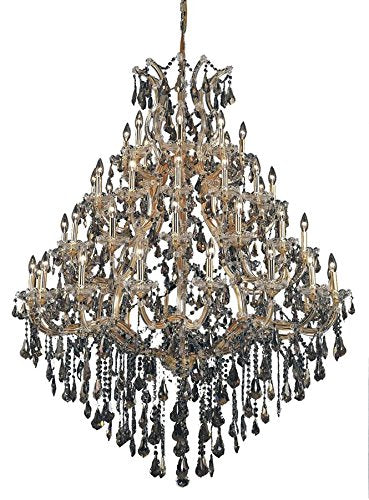 Elegant Lighting 2801G46G-GT/RC Maria Theresa 49-Light, Four-Tier Crystal Chandelier, Royal Cut Crystal in Gold with Golden Teak