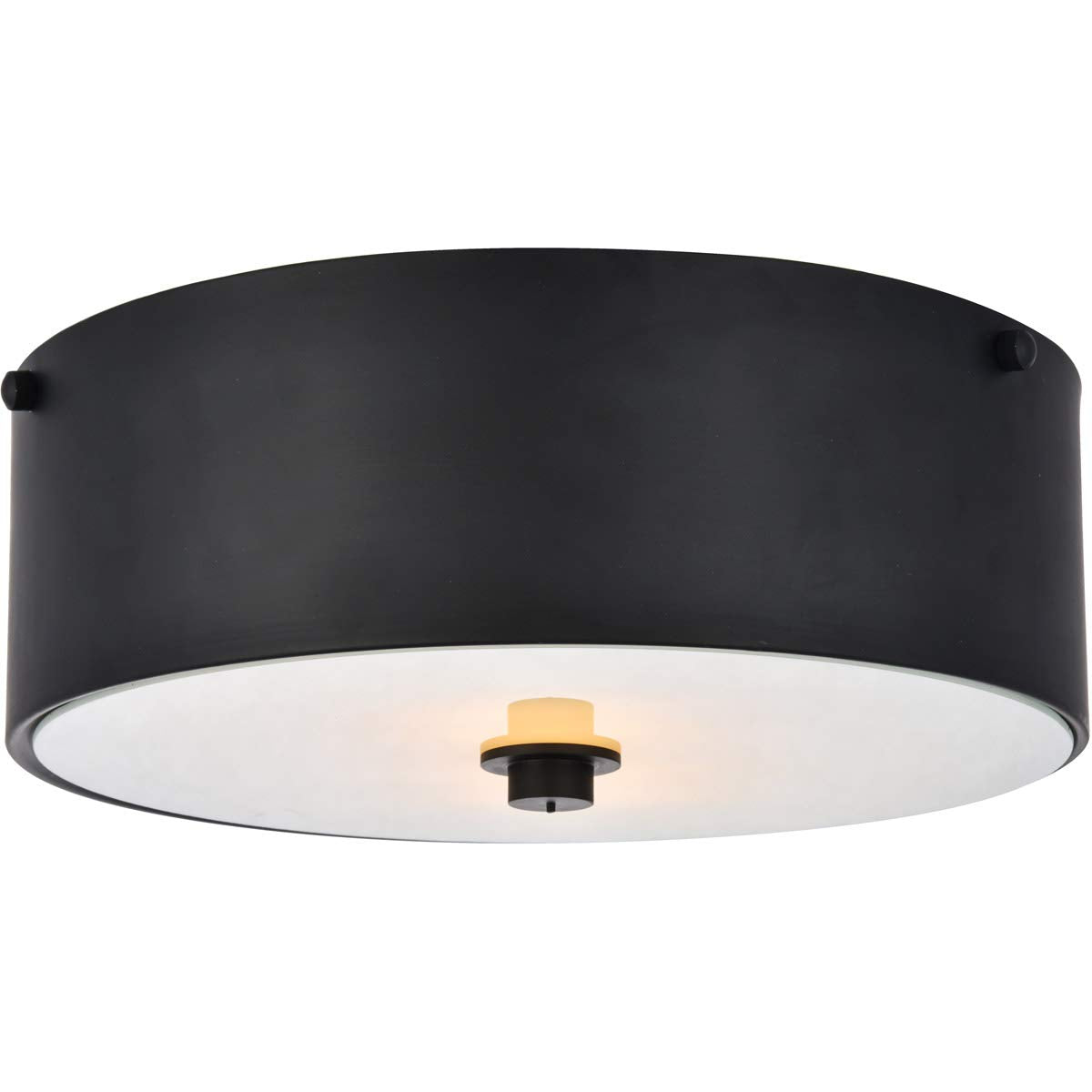 Living District Hazen 2-Light Metal Flush Mount in Flat Black/Frosted White