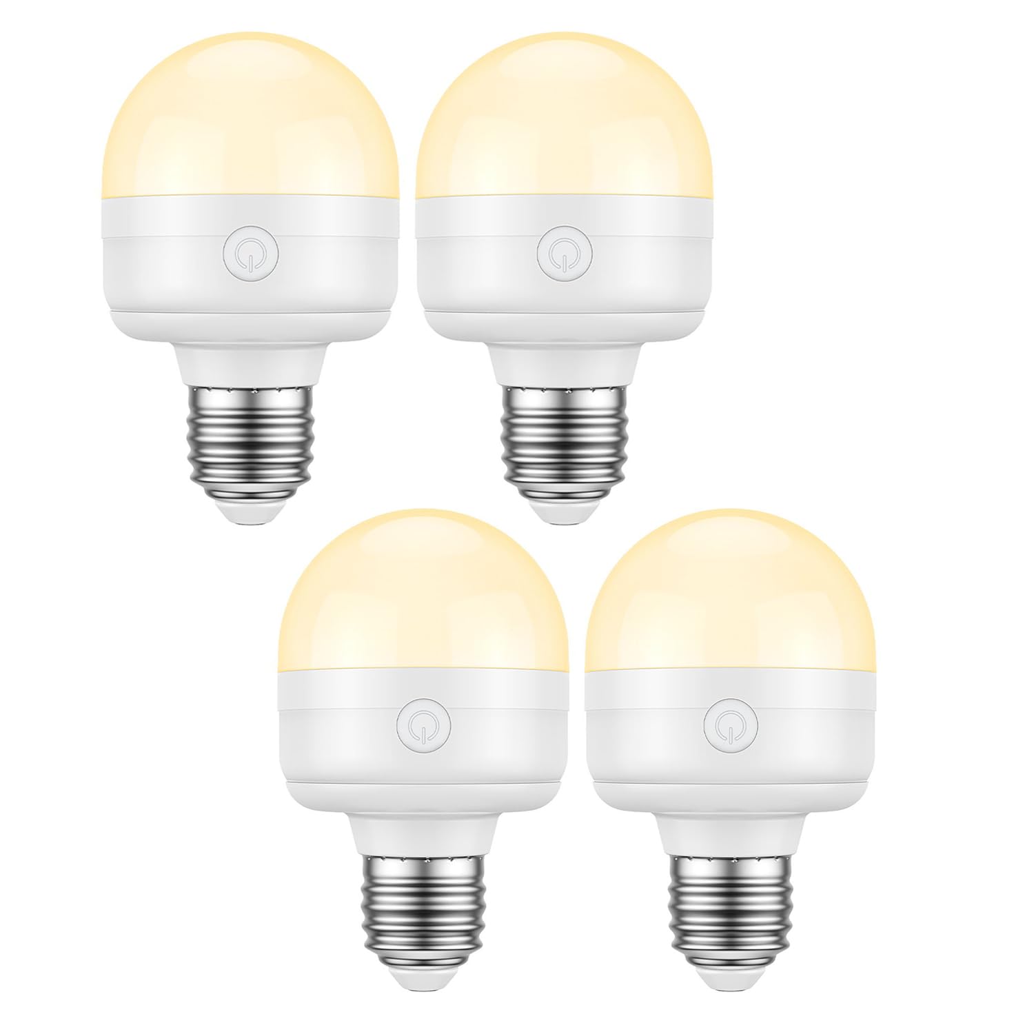 SCOPOW Rechargeable Light Bulbs with Remote Control Timer and 3 Color Temperature 600LM Magnetically Battery Operated Light Bulbs Dimmer for Non-Hardwired Detachable (8W+E26+3Colors+4PC)