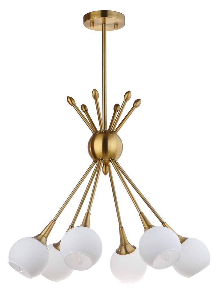 Safavieh Justine 6 22in Adjustable Pendant Light, Metal, Brass Gold, Model PND4002A