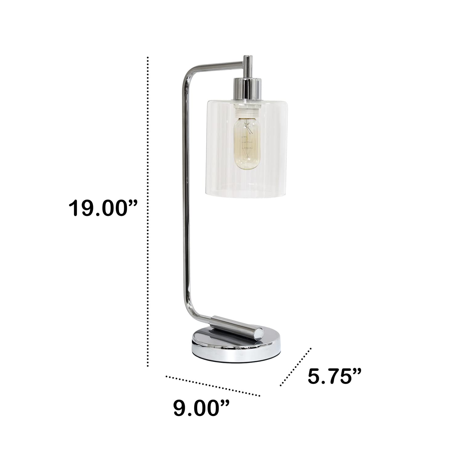 Lalia Home Modern Chrome Iron Desk Lamp With Glass Shade - Stylish Lighting For Home Office