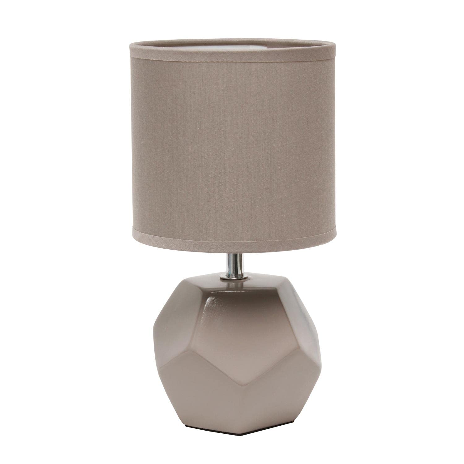 Simple Designs Lt2065-Gry Mini Table Lamp, Gray Ceramic With Fabric Shade, 5.5L X 5.5W X 10.4H