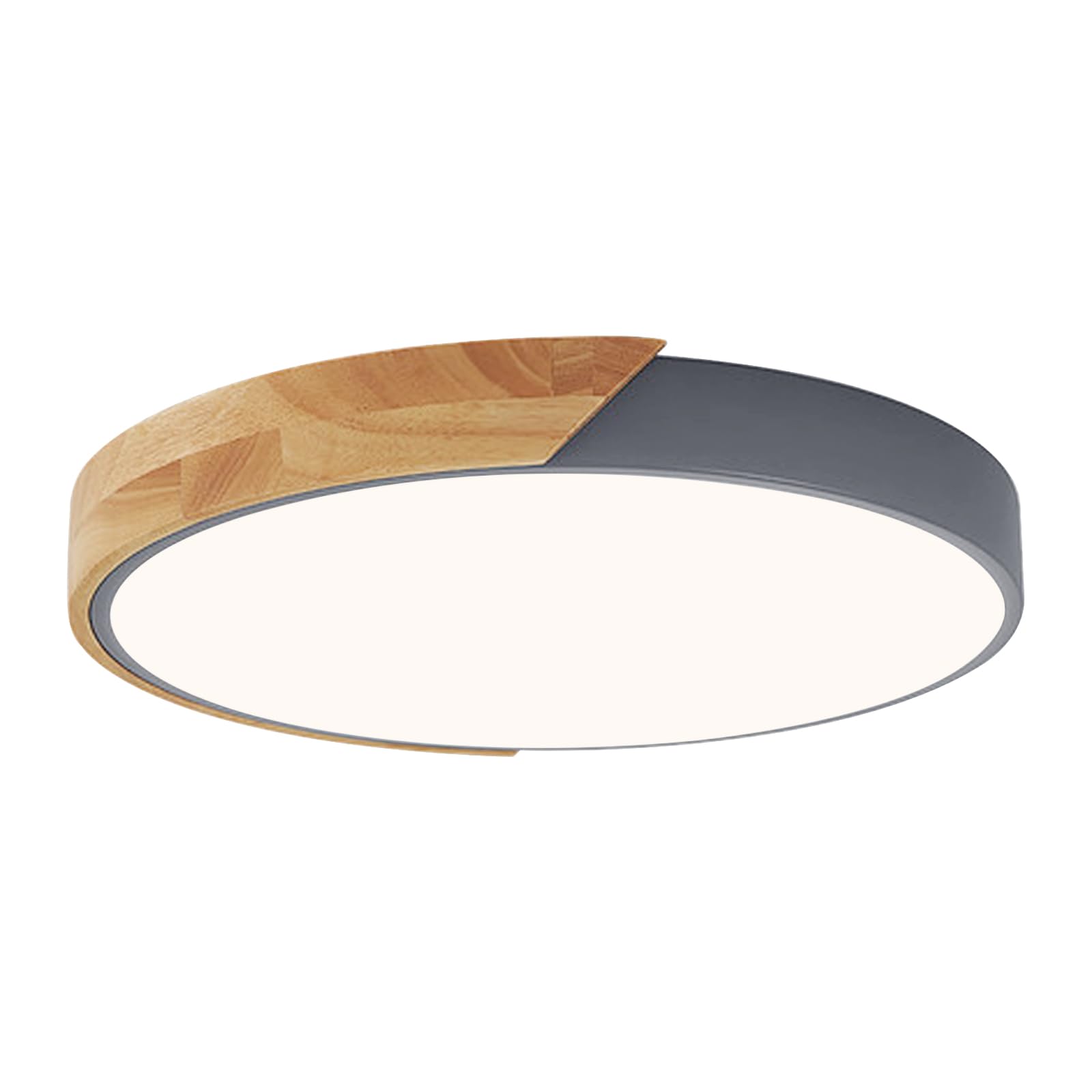 Vikaey Modern LED Ceiling Light, Minimalist Wood Flush Mount Ceiling Light Fixture, 4000K Not Dimmable, Circle Lighting Lamp wit