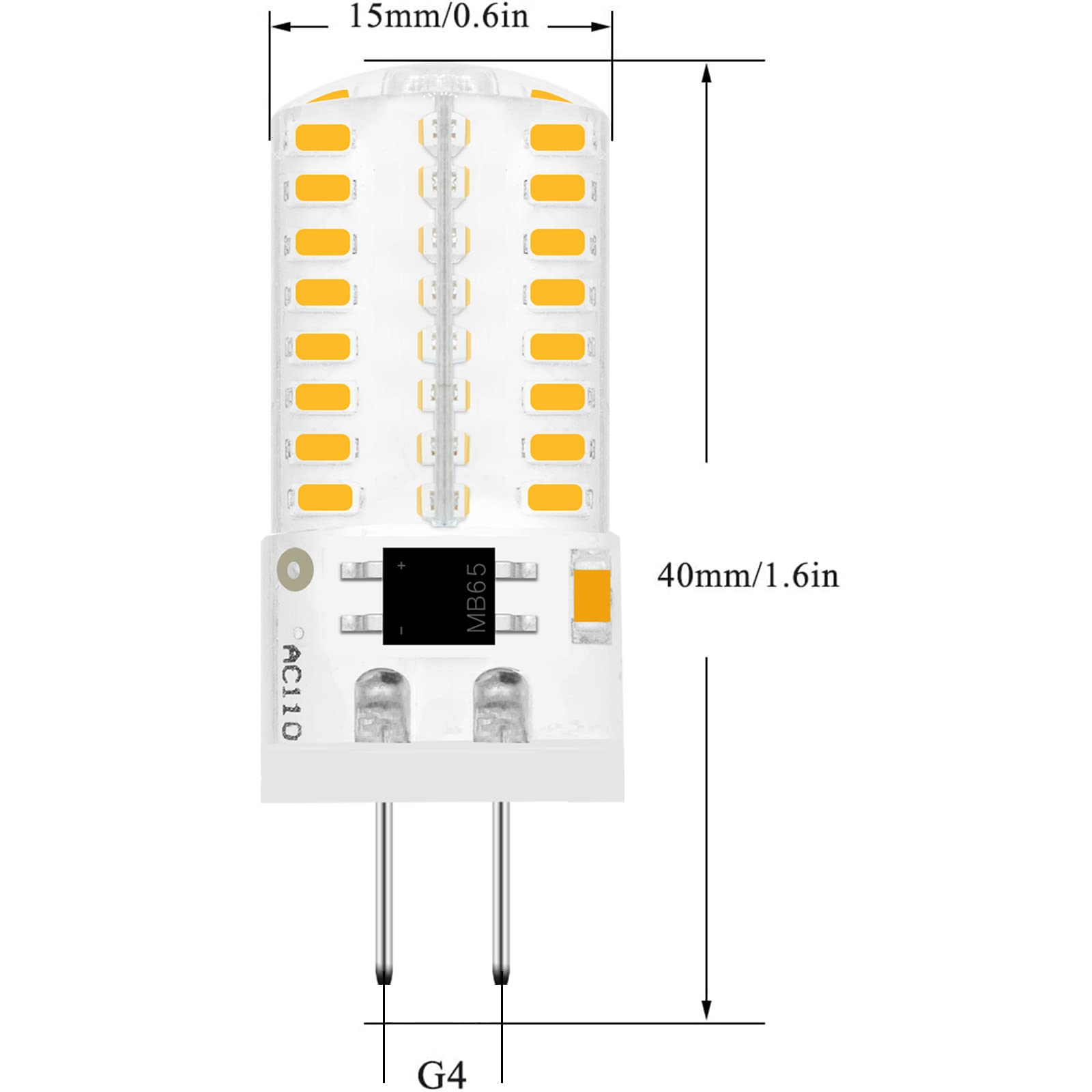 BROLSKUN Dimmable LED G4 Bulbs 3W Warm White 3000K 10 Count (Pack of 1) Bi-Pin Base, Ideal for Home Lighting and Ceiling