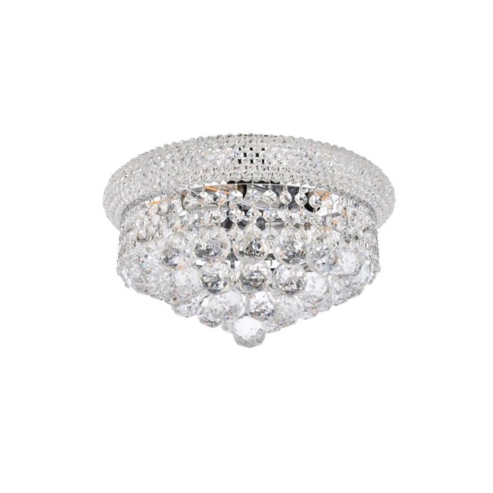 Elegant Lighting 6-Light Flush Mount - Chrome Finish, Royal Cut Crystals, 14 - Model 1800F14C/Rc, Multicolor