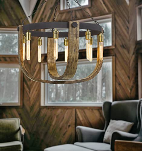 Cal Lighting Fx-3730-8 Transitional Eight Light Chandelier From Apulia Collection In Bronze/Dark Finish, 30.00 Inches