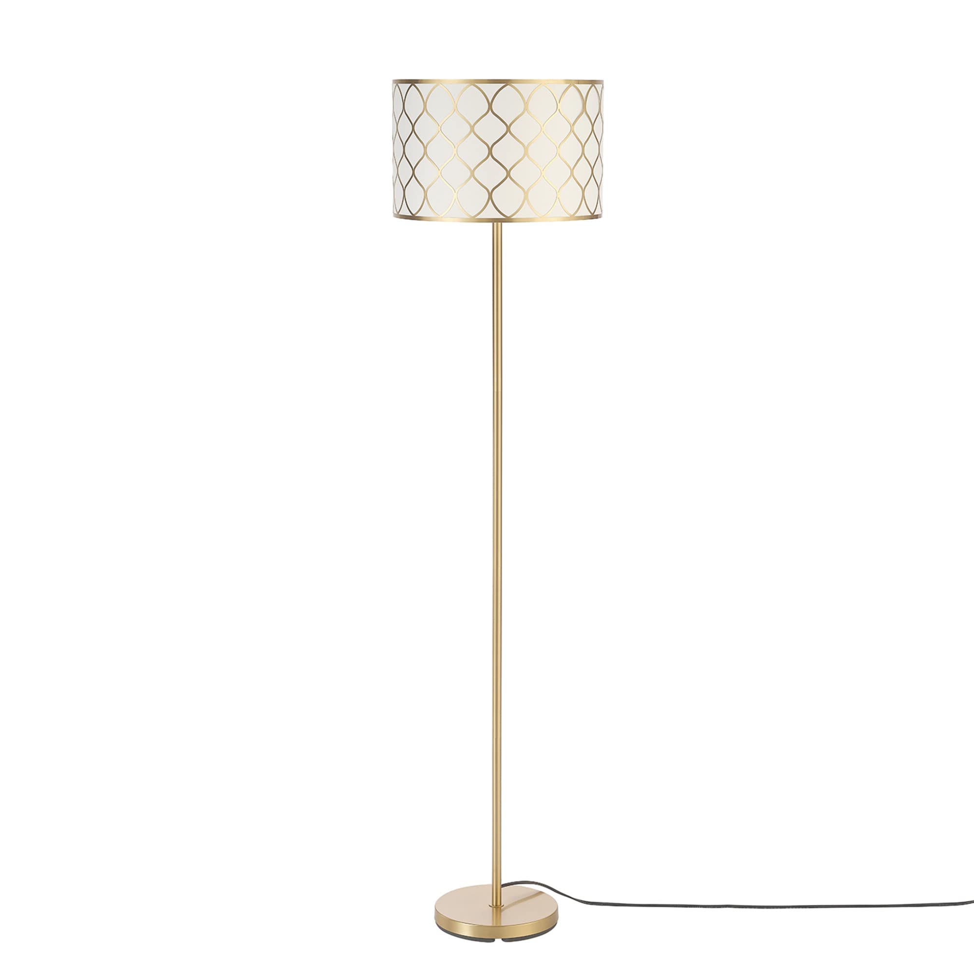 Globe Electric 65787 Kinsley 65'' Floor Lamp, Matte Brass, Metal Mesh Over Cotton Shade