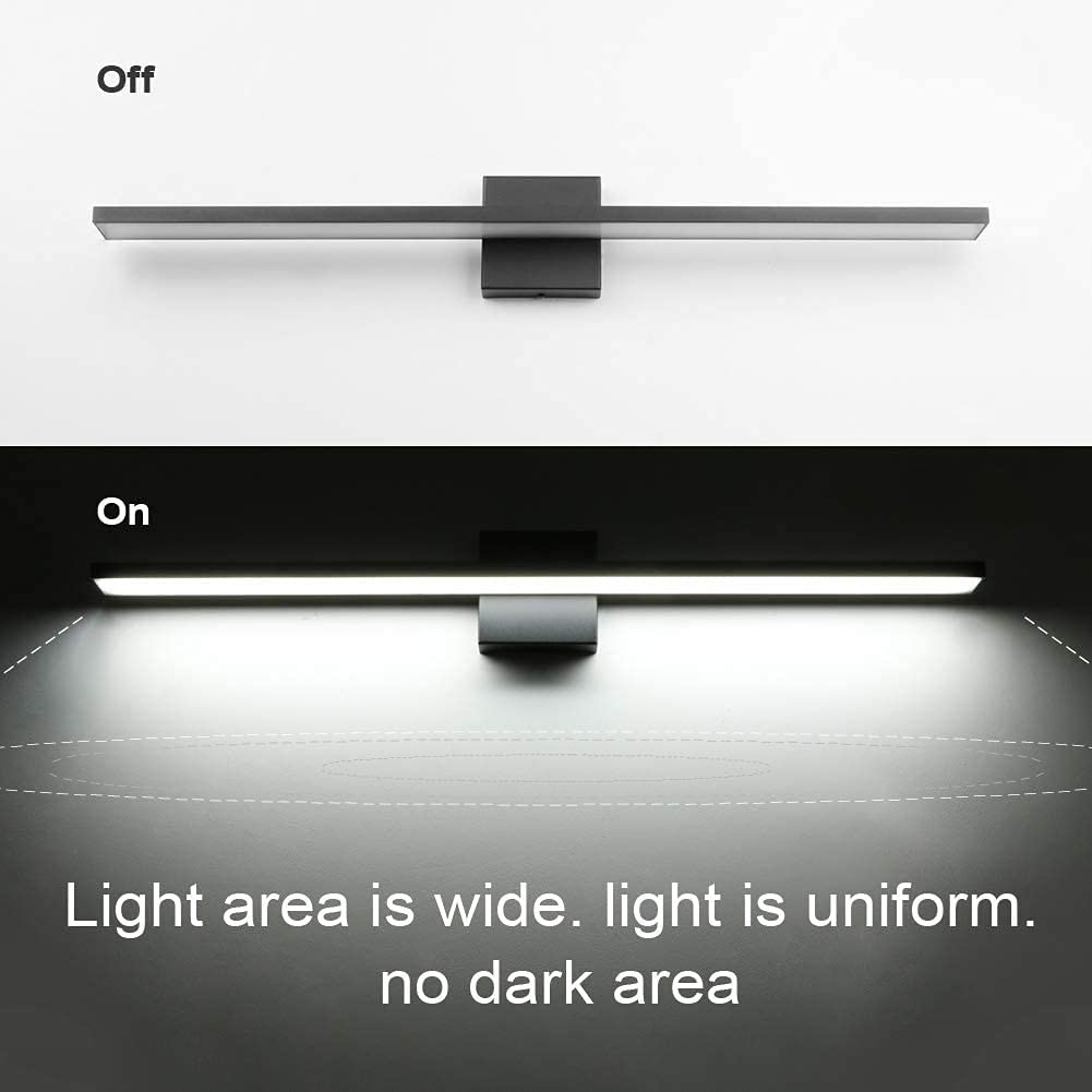 Ralbay 31.5" Dimmable Matte Black Led Bathroom Vanity Light, Color Temperature Adjustable