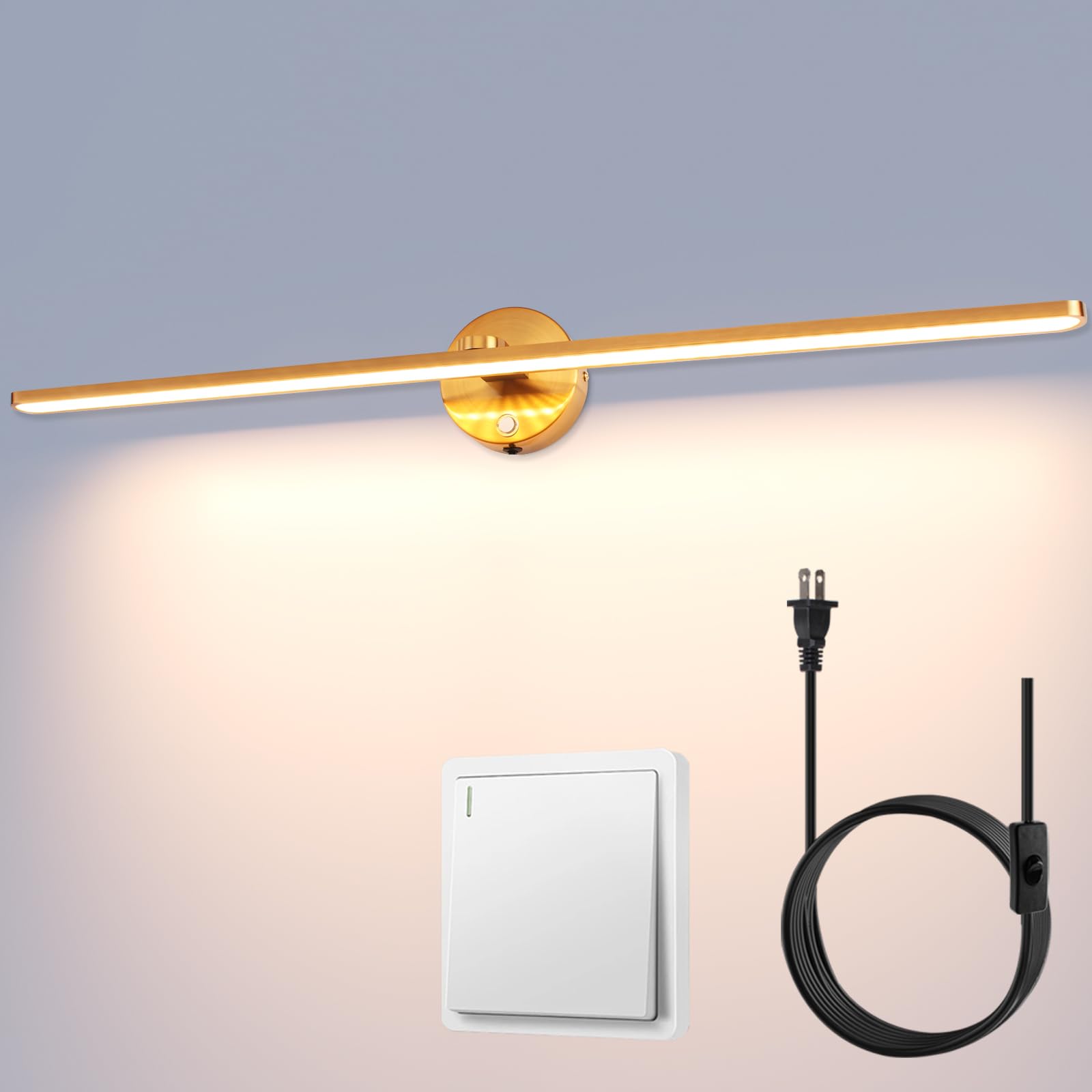 Mantolite Picture Lights For Wall  32 Modern Bathroom Lighting Fixtures Over Mirror  Hardwired Or Plug-In 18W 3000K Led Vanity Light  Dimmable Vanity Lights For Bathroom  And Wall Lights For Bedroom