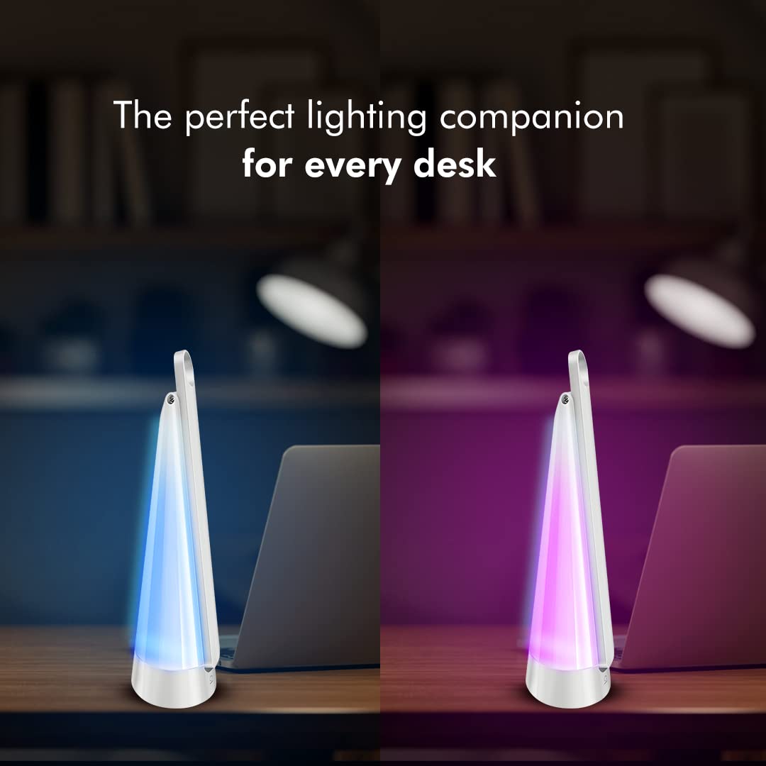 Wipro 6W Led Table Lamp With 3 Grade Dimming, Ambience Lighting, Six Colour Options And Adjustable Neck, USB Chargeable Multi-Pu