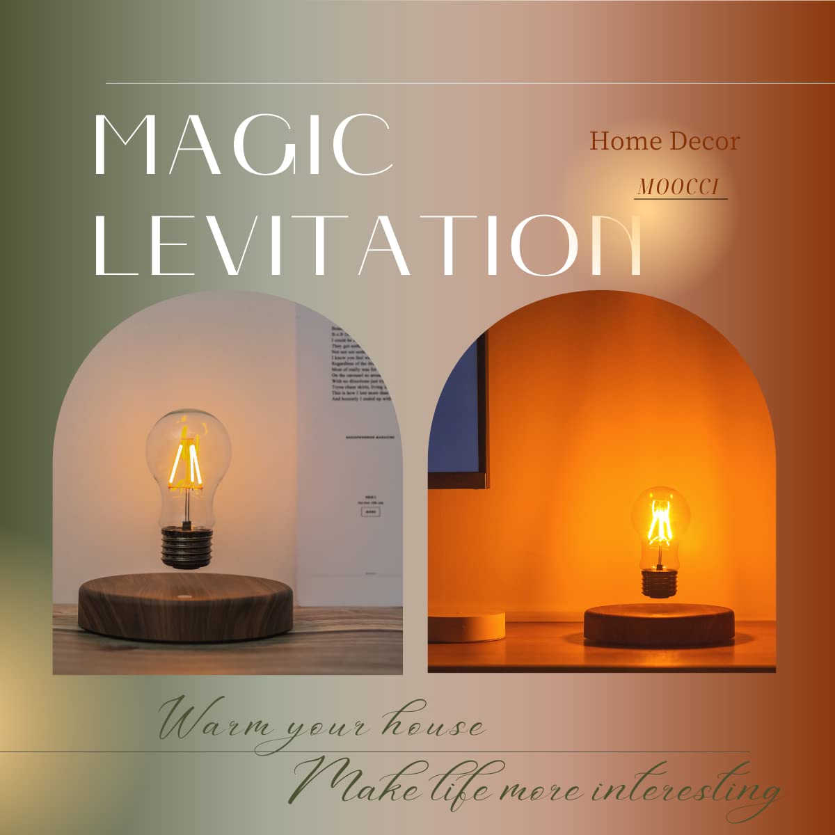 Moocci Levitating Bulb Lamp Magnetic Floating Lamp Light Desk Lamp Night Light Table Led For Unique Gifts, Room Decor, Night Light, Home Office Decor Desk Tech Toys (Round-Classic Bulb)