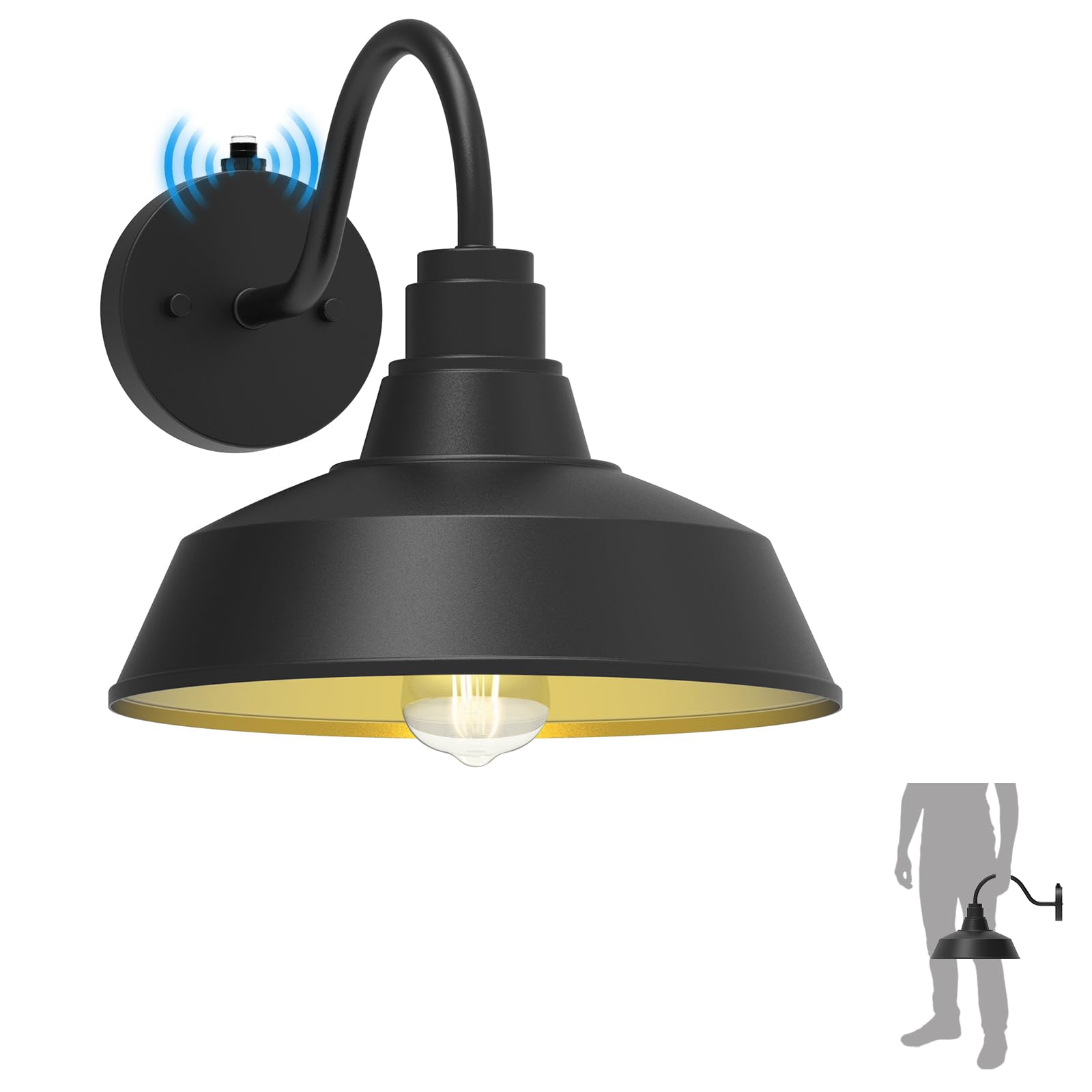 XIFEINIU 12.4 Barn Lights Outdoor, Dusk to Dawn Outdoor Lighting Wall Mount, Farmhouse Outdoor Wall Sconce Vintage Dome Goosen