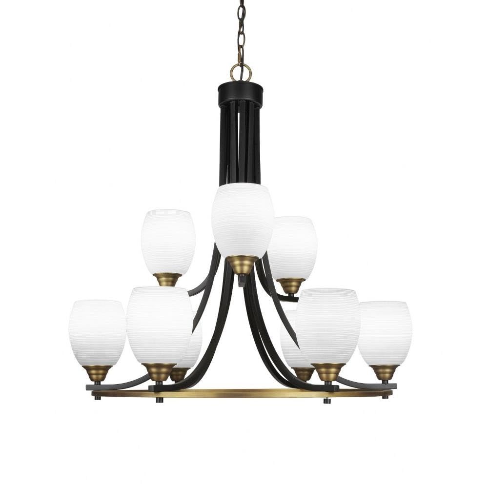 Toltec Lighting Paramount 9 Light Chandelier in Matte Black & Brass (3409-MBBR-4021)