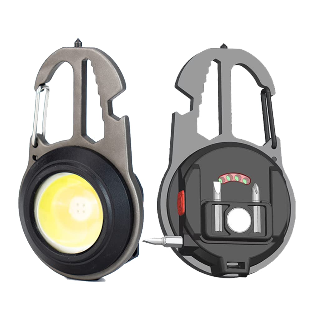 BY-J Cob Mini Flashlight Keychain Light, 500 Lumens Bright Rechargeable, Small Multi-Function Work Light, 7 Modes Portable Pocke