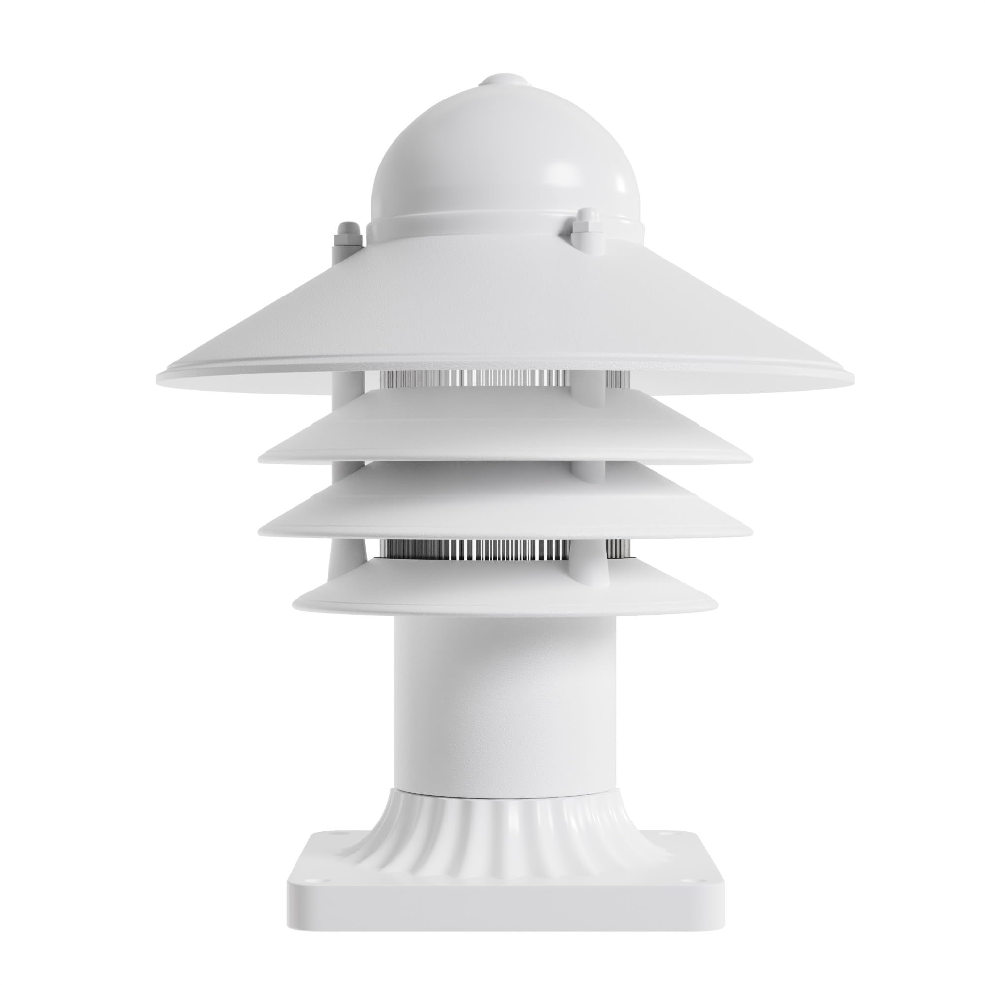Kastlite Nautical Pier Mount Outdoor Lighting Fixture - Rust & Waterproof Non-Metallic Coastal Lantern - Fits 3 Poles - Ul Listed Patio Fence Porch Deck & Dock Light - Usa Made  Short  Matte White