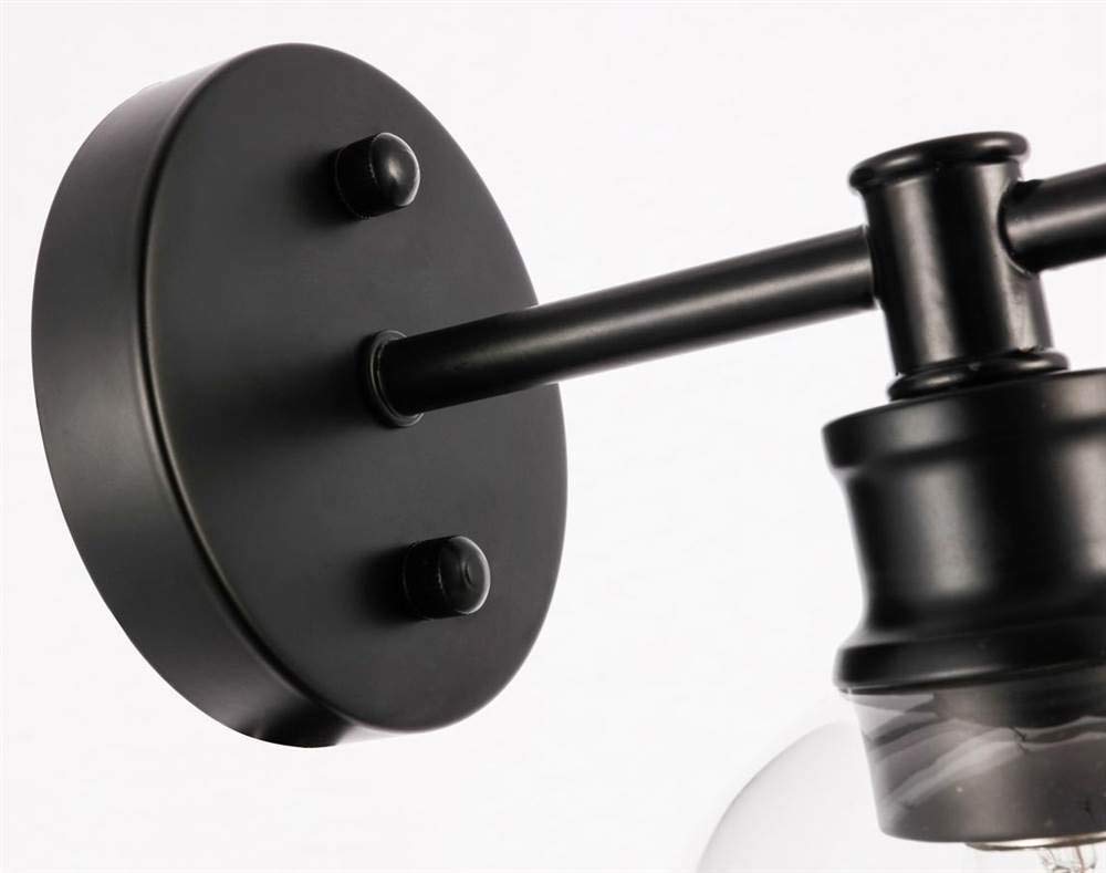 Living District Black Glass Wall Sconce, 1 Light, Modern Clear Glass Accent Fixture