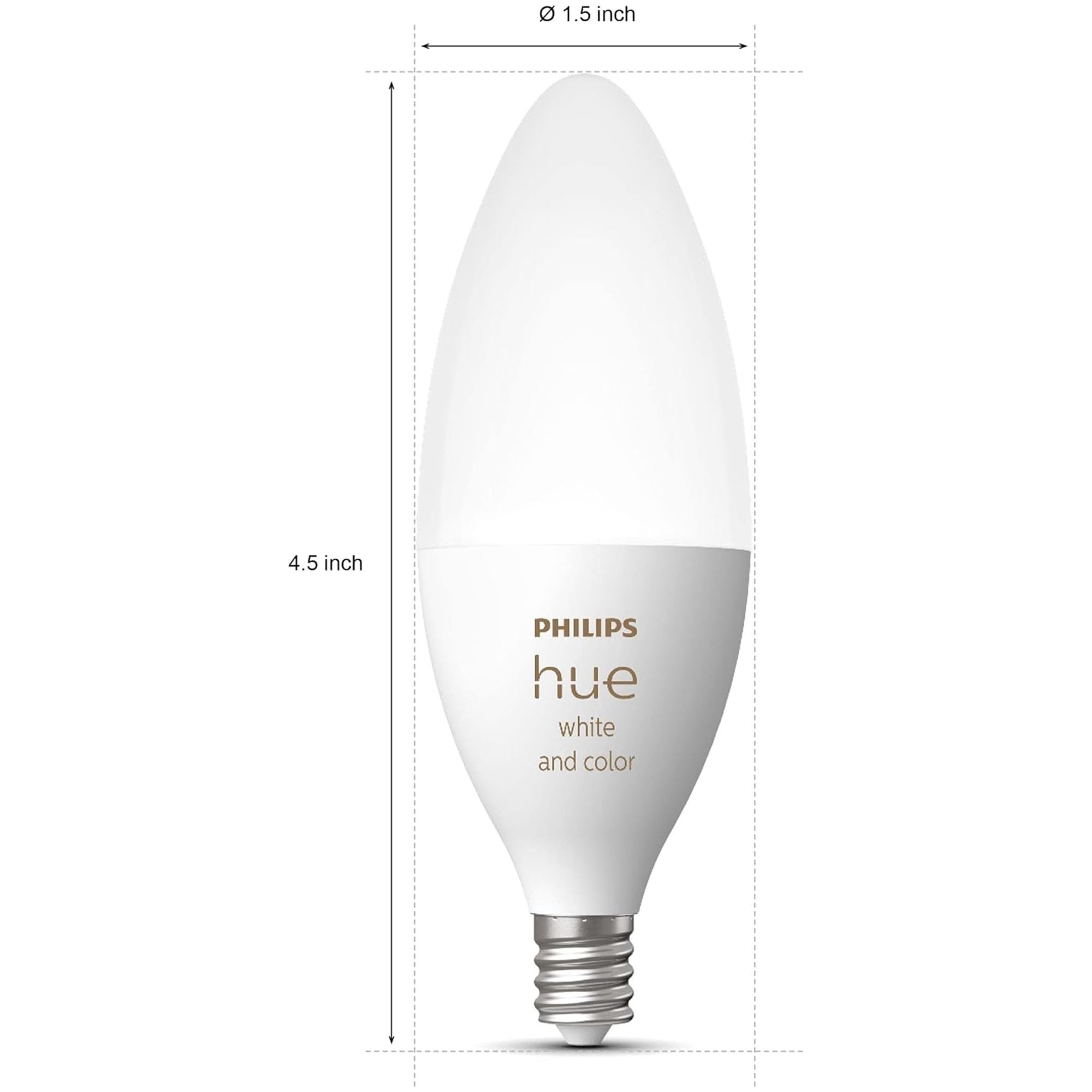 Philips Hue B39 E12 LED Candle Light Bulb, White & Color, 4-Pack, Bluetooth & Zigbee Compatible, Model 556968-4