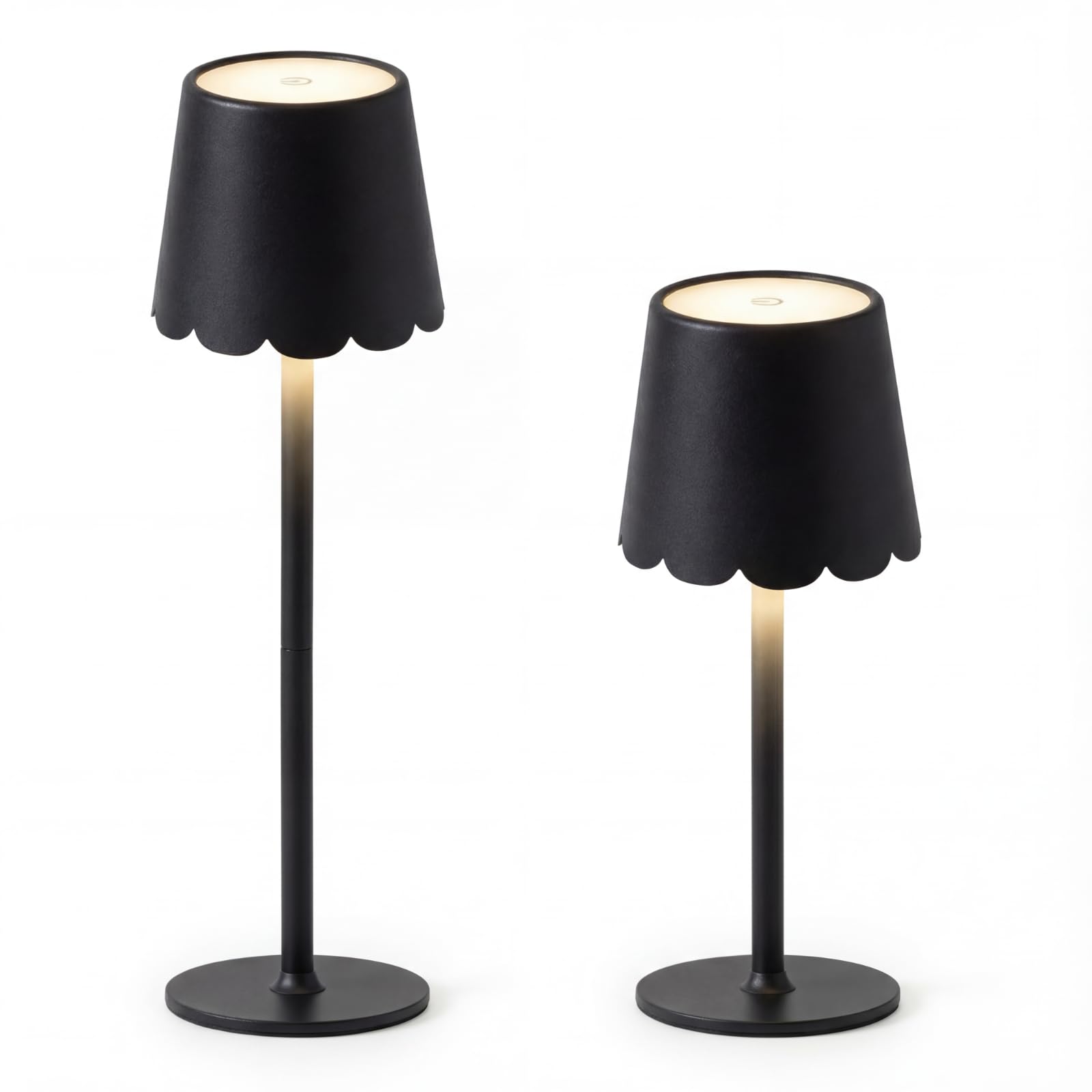 Pickmesh 2 Pack Scalloped Edge Cordless Table Lamp 3 Color Dimmable LED Rechargeable Battery Desk Light Mahjong Lamp for Living 