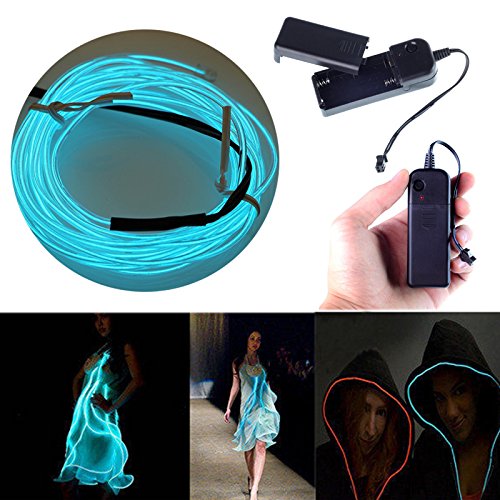 Searik Led Neon Light 16.4Ft, Portable El Wire Glowing Rope String Lights For Halloween, Party, Diy Clothes - Purple