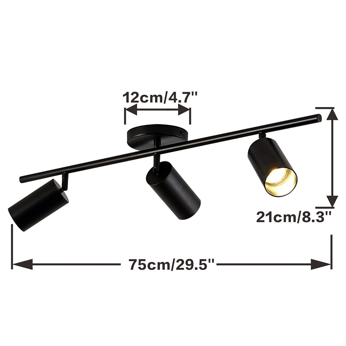 Kco Lighting Modern Matte Black Track Lighting 3-Lights Kitchen Track Lighting Fixtures Ceiling Indoor Flush Mount Ceiling Spotl