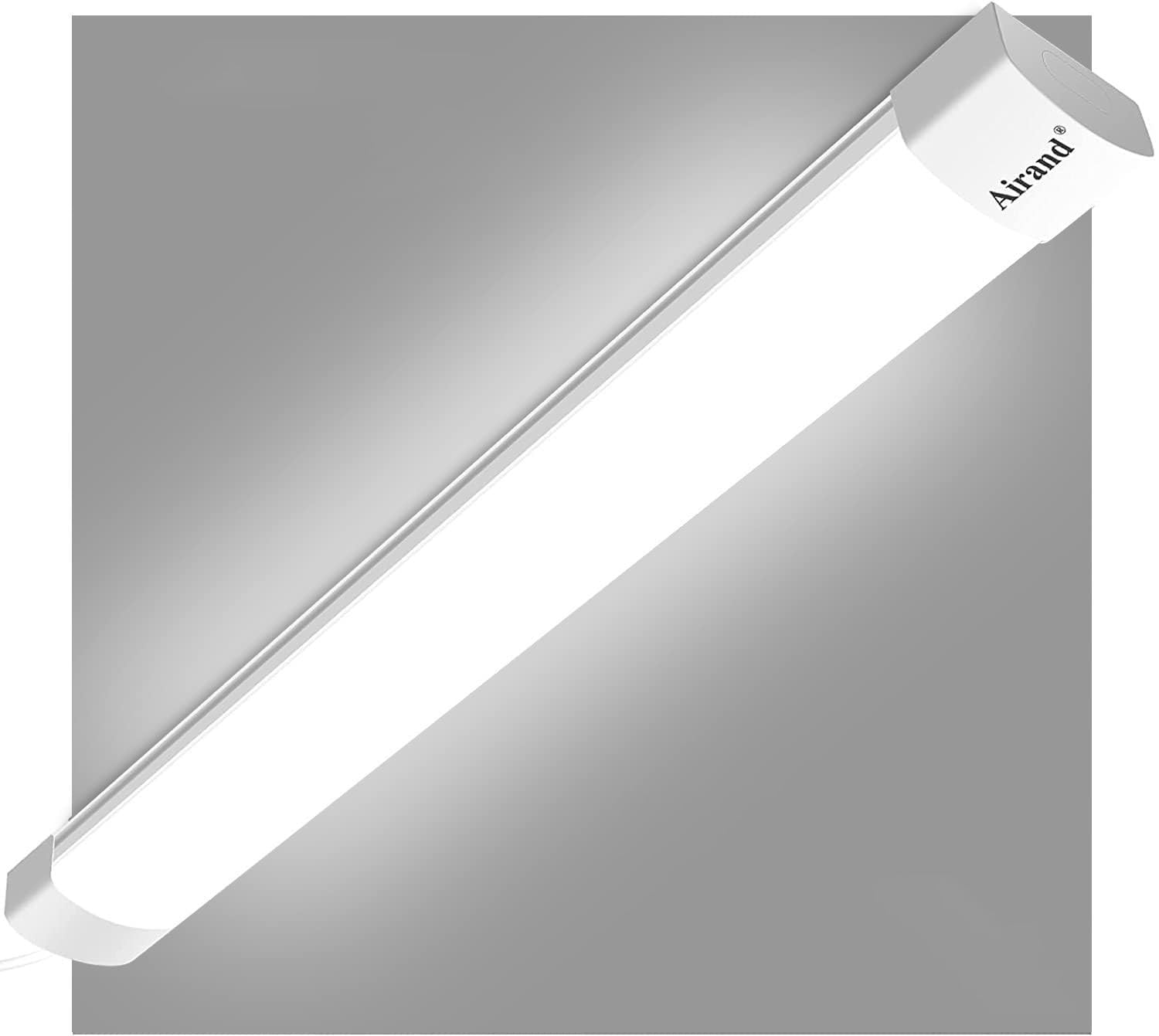 Airand LED Shop Light 4FT, 36W, 5000K, Utility Linkable, White, Aluminum, Corded with Plug and ON/Off Switch