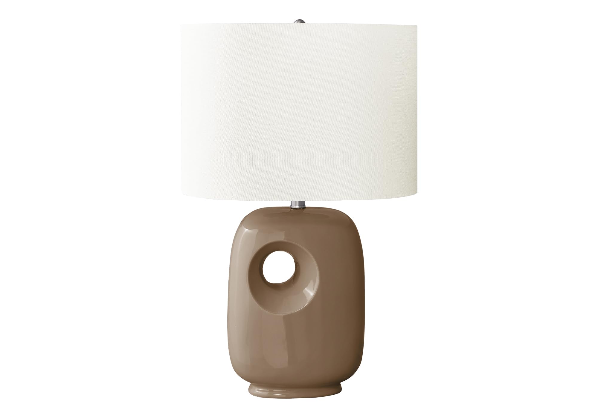 Monarch Specialties Table Lamp, 26inH, Brown Ceramic, Ivory Shade, Model I 9676