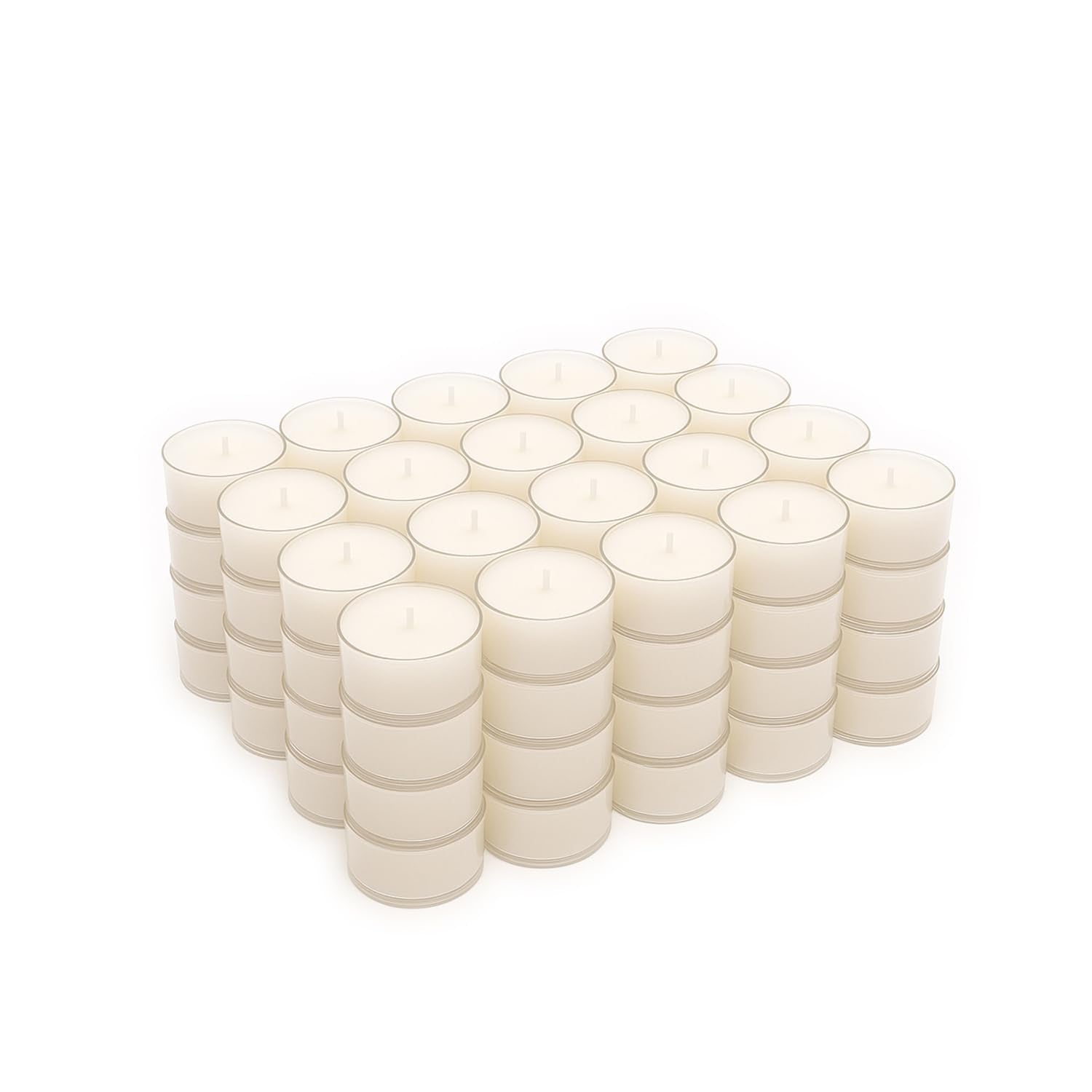 Stonebriar Bulk 24 Pack Unscented Smokeless Long Burning Clear Cup Tea Light Candles with 8 Hour Extended Burn Time