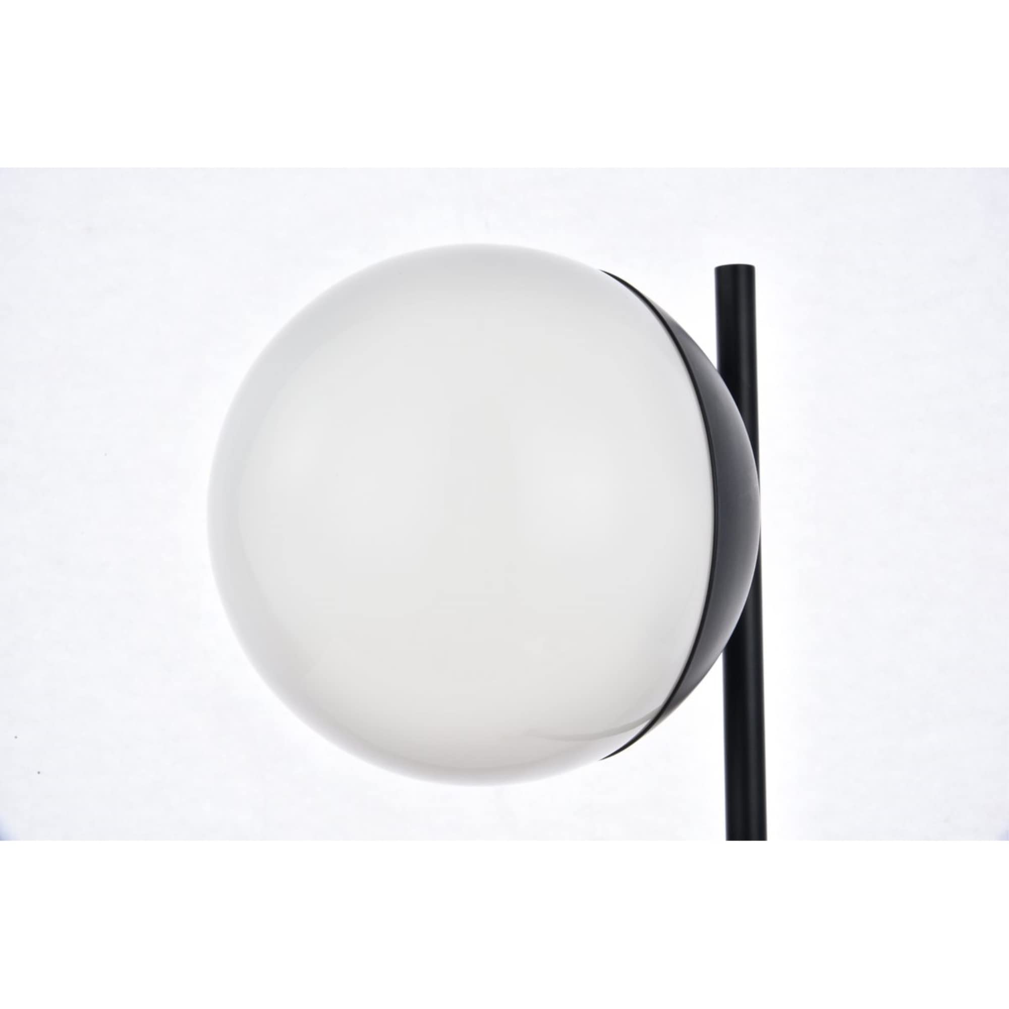 Living District Eclipse 1 Light Black Table Lamp with Frosted White Glass