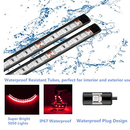 Vbakor 24'' Boat LED Strip Lights - 4 Pcs Waterproof Red Marine Interior Deck Navigation Lights for 12V Pontoon Fishing Boat Yacht Sailboat