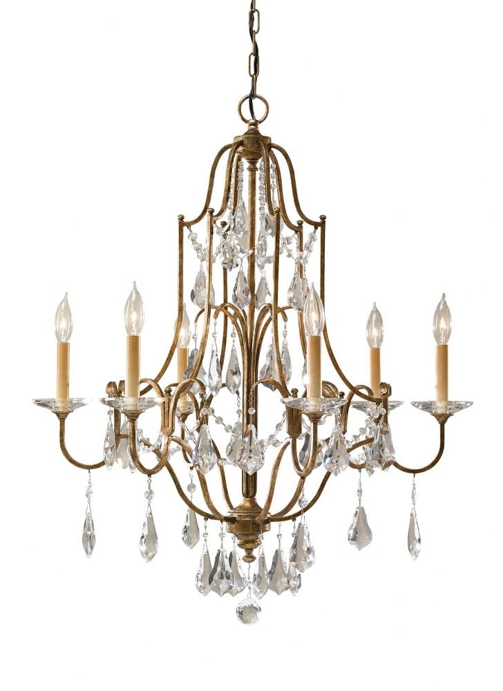 Feiss F2478/6OBZ Valentina Crystal Candle Chandelier Lighting, Bronze, 6-Light (29Dia x 33H) 360watts