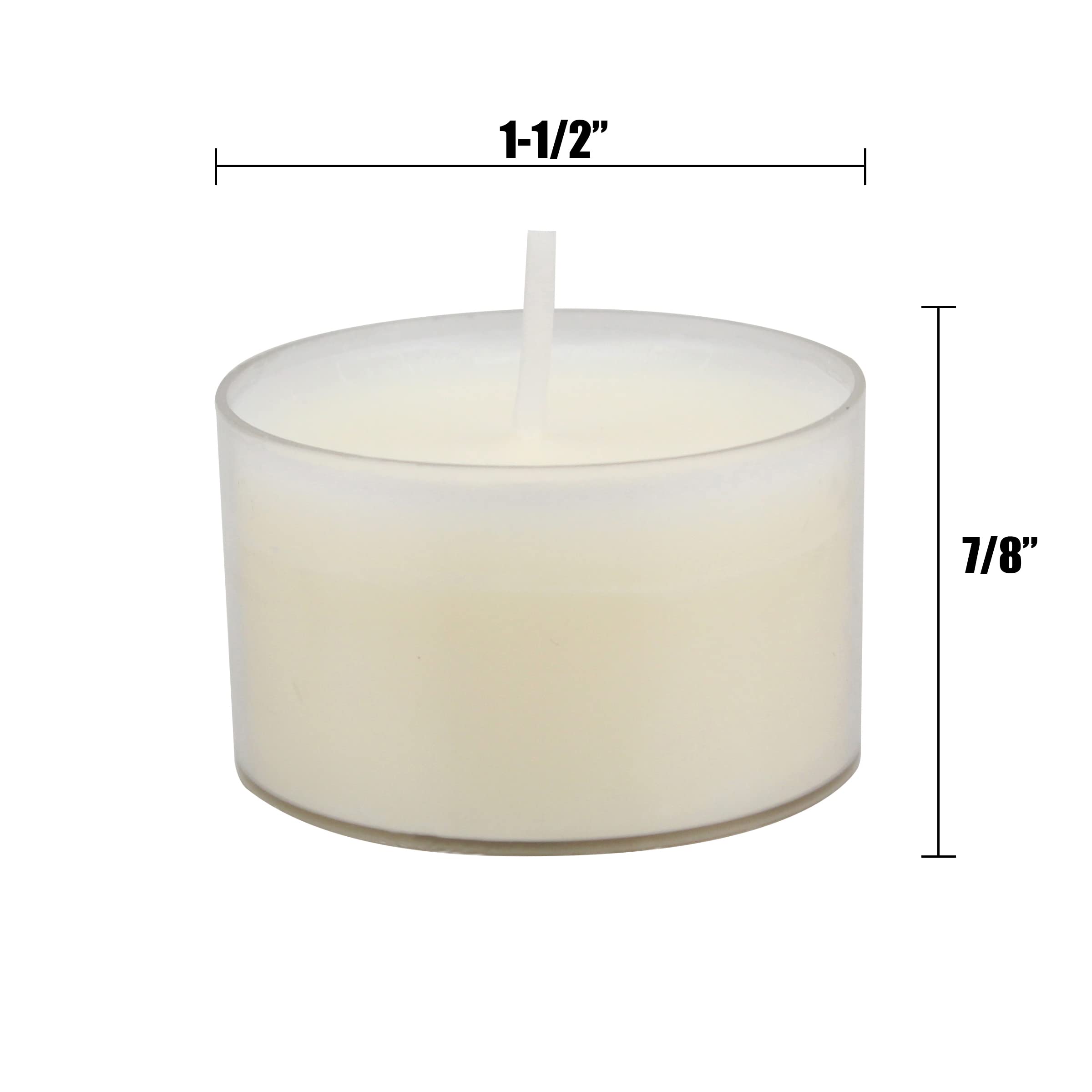 Stonebriar Bulk 96 Pack Unscented Smokeless Long Burning Clear Cup Tea Light Candles With 8 Hour Extended Burn Time, White