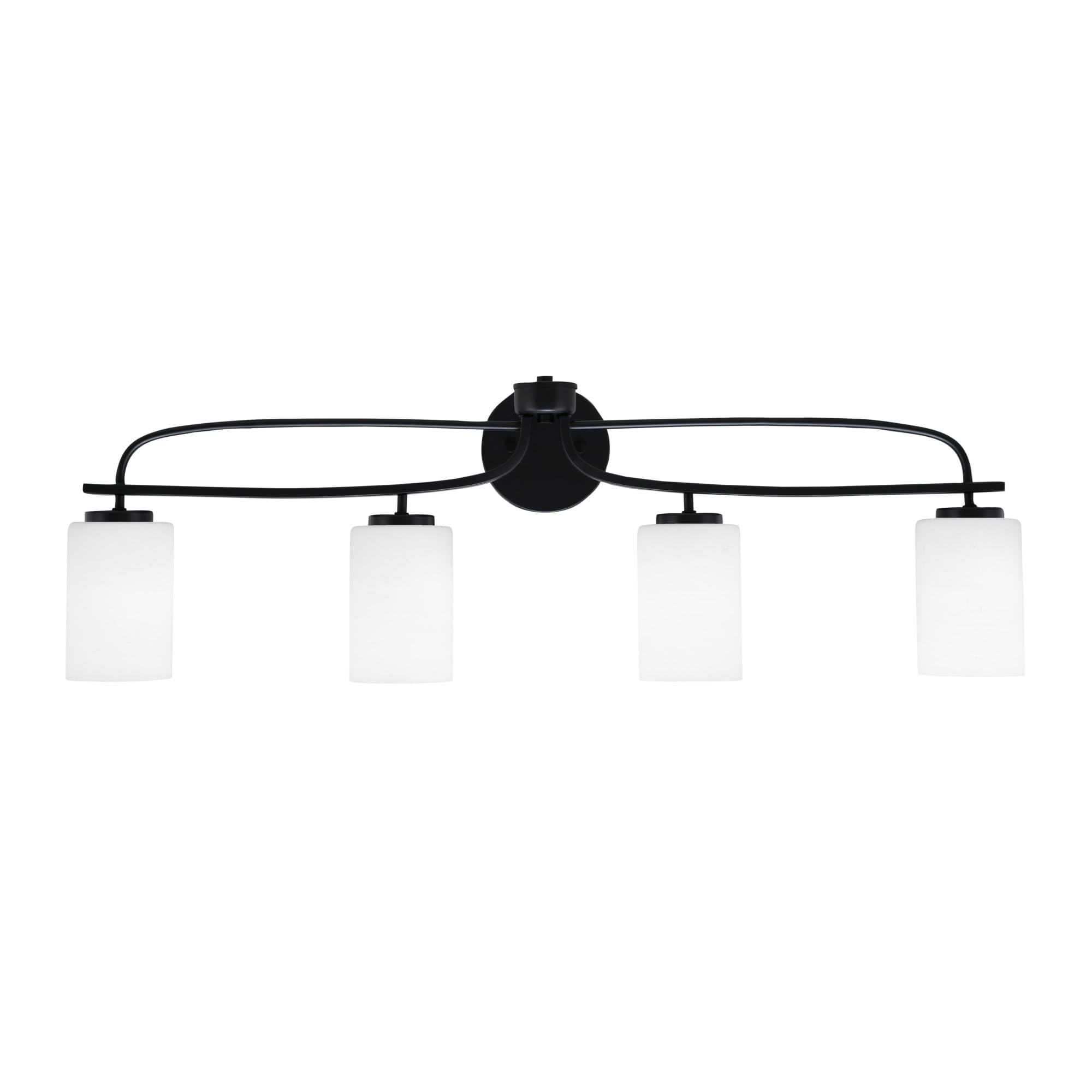 Cavella 4 Light Bath Bar Shown In Matte Black Finish With 4" White Muslin Glass