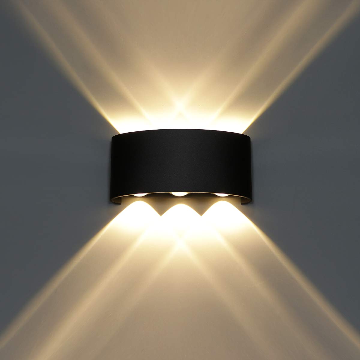 Kawell LED Wall Sconce Light, 6W Up Down, Matte Black-Warm White, Model 33-AU556-BK-WW, Indoor Outdoor for Bathroom, Porch, Garden