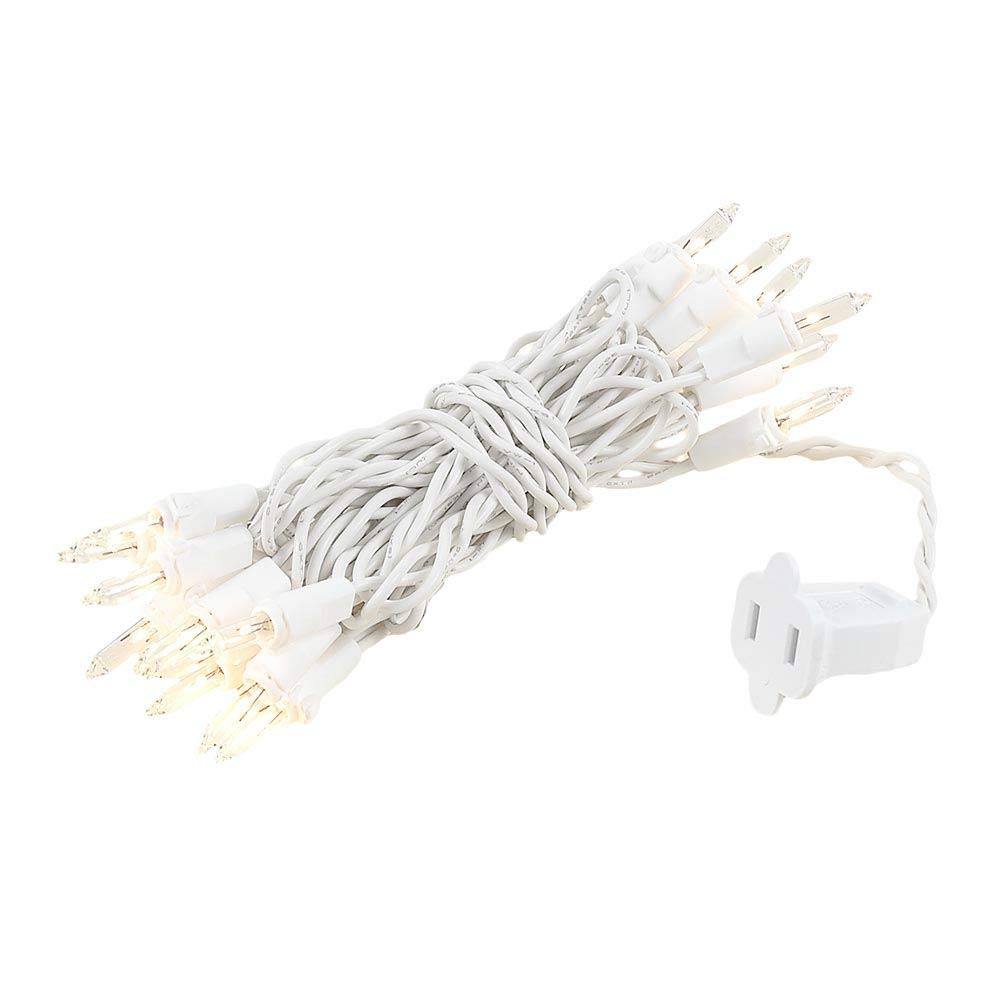 Novelty Lights 20 Light Clear Christmas Craft Mini Light Set, White Wire, 8' Long