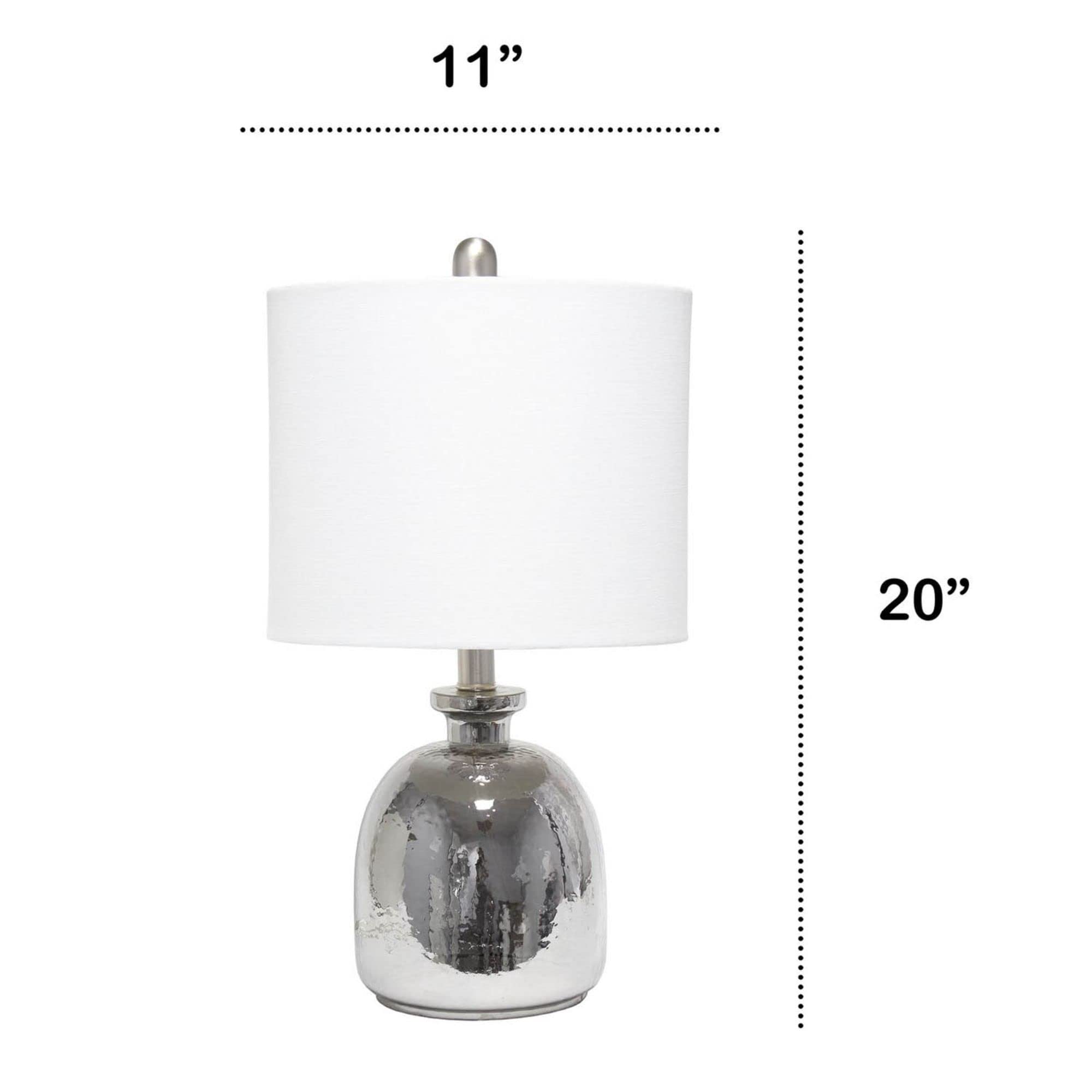 Lalia Home Contemporary Metallic Gray Hammered Glass Jar Table Lamp With White Linen Shade